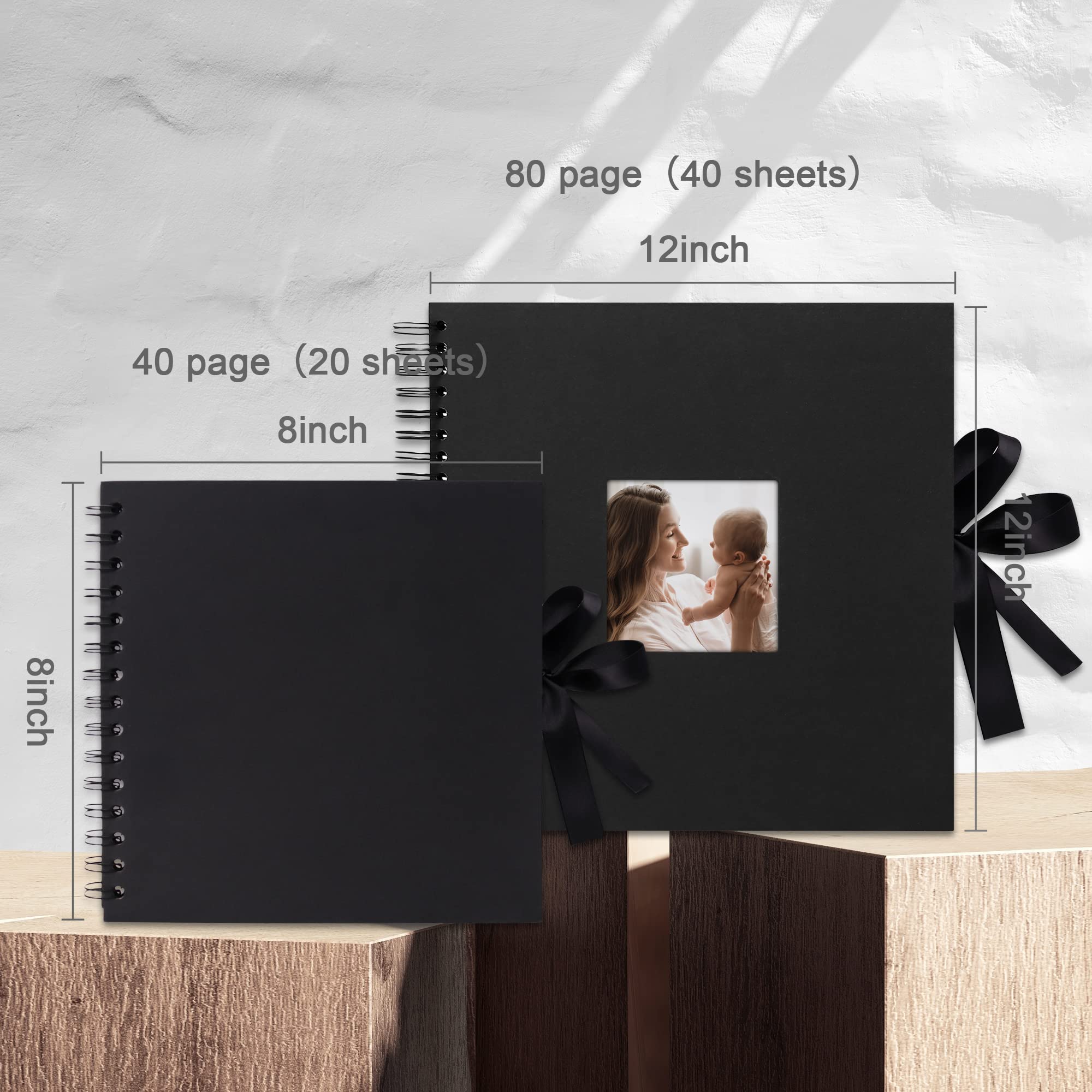 Vienrose 8x8 Inch DIY Scrapbook Album - 40 Black Pages Hardcover Photo Book for Wedding, Birthday, Guest Book | Perfect for Memory Keeping, Gift Giving, and Special Events