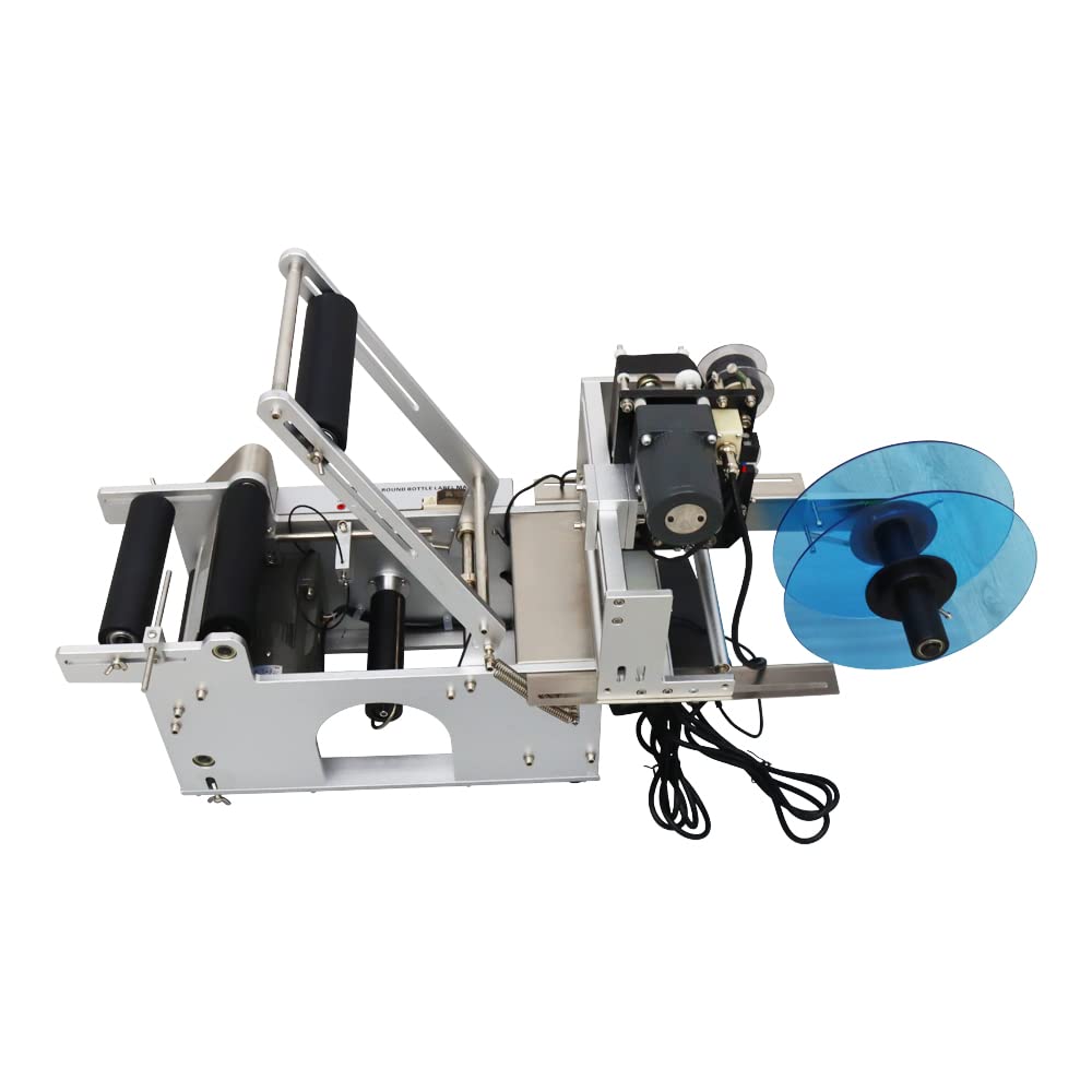Semi-Automatic Round Bottle Labeling Machine with Color Ribbon - Perfect for Coding, Printing & Labeling in Home, Office & Small Business