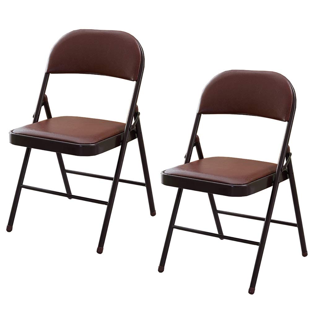 2 Pack Foldable Dining Chairs - PU Leather & Carbon Steel Computer Desk Chairs for Home Office, Cafe, or Outdoor Use - 6 Color Options (Color F & D)