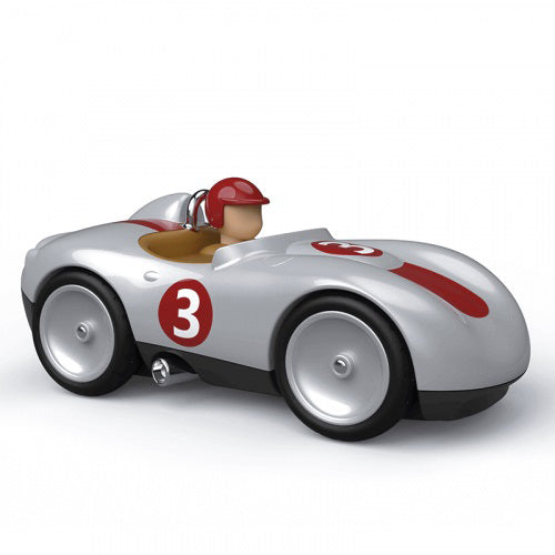 Vintage Baghera Sports Car Toy - Silver Metal Pedal Car for Kids, Classic Retro Ride-On Toy for Indoor & Outdoor Play, Perfect Gift for Boys and Girls Ages 3-8