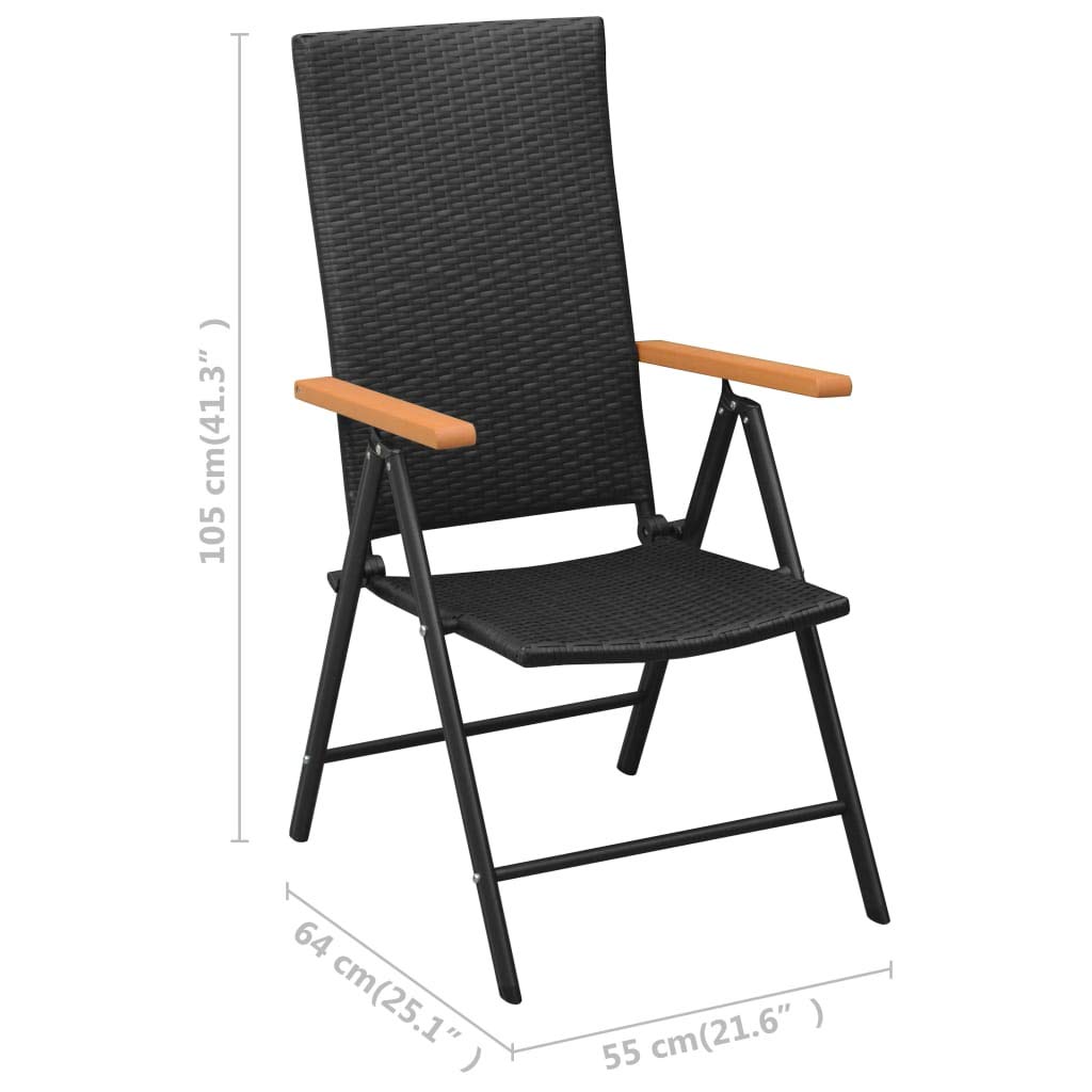 2 Pack Black Poly Rattan Stackable Patio Dining Chairs - Comfortable Arm Chairs & Lounge Chairs for Garden, Poolside, and Outdoor Relaxation