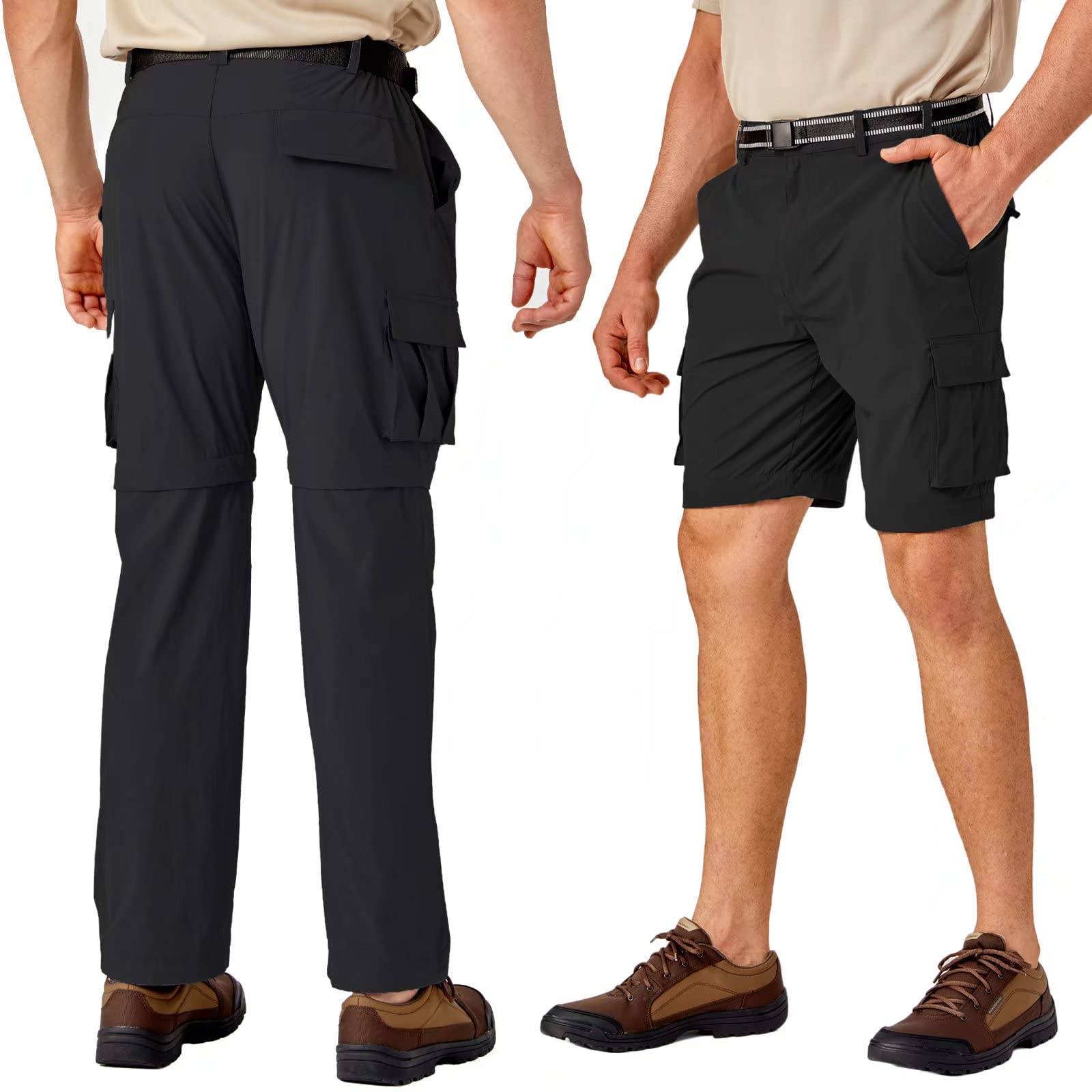 MAGCOMSEN Men's Hiking Pants with 5 Large Pockets - Convertible Zip-Off Quick Dry Lightweight Outdoor Pants for Hiking, Fishing & Work | Perfect for Camping, Travel & Outdoor Adventures
