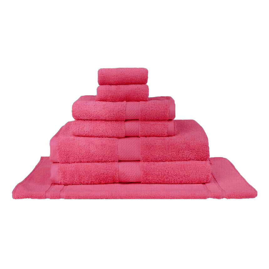 Premium 100% Combed Cotton Bath Towel Set - 7 Piece Soft & Absorbent Fuchsia Towels for Spa, Bathroom & Luxury Home Decor