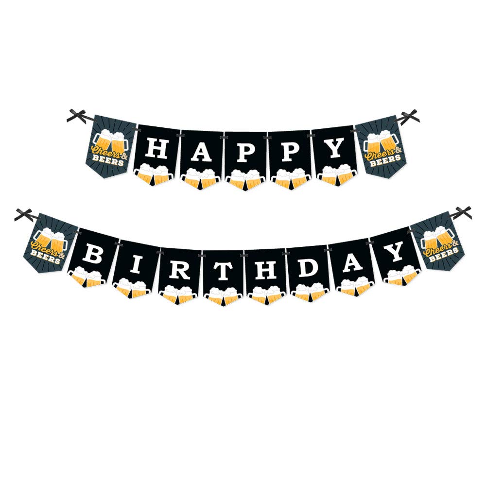 Cheers & Beers Happy Birthday Bunting Banner - Colorful Birthday Party Decorations for Indoor & Outdoor Celebrations - Perfect for Adult Birthday Parties, Beer Themed Events & Home Decor