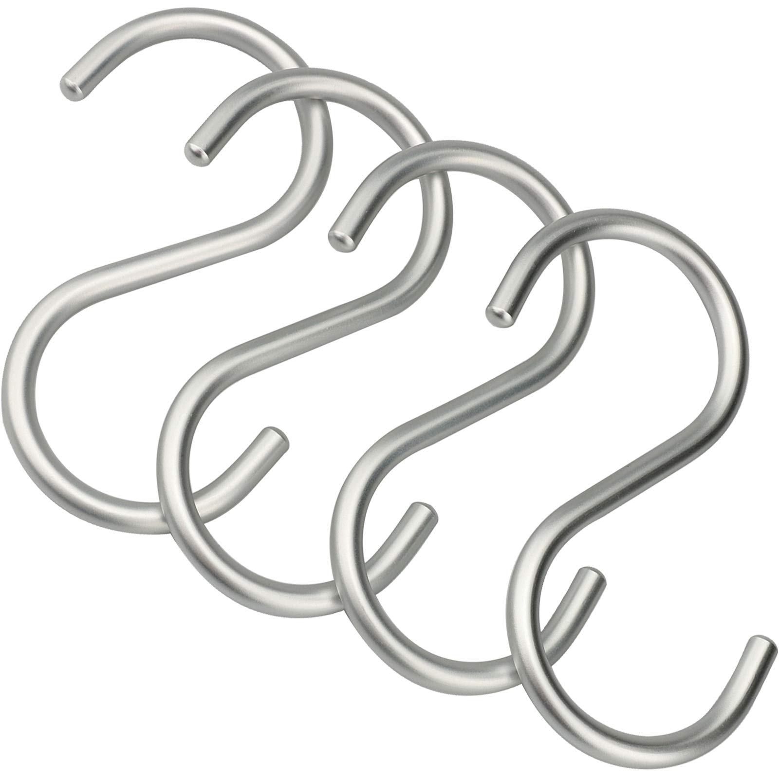 Heavy Duty S-Shaped Hooks - 4 Pack Aluminum Alloy Closet Hooks for Bathroom, Workshop, Garage & Home Organization - Rustproof Metal Utility Hooks for Hanging Coats, Towels, Tools & More