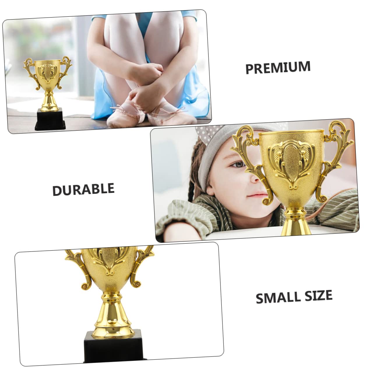 HLUONGTN 2 Pack Soccer Trophy Awards - Gold Plastic Football Trophies for Kids Sports, Team Party Decorations, Desk Display & Home Decor - Perfect for Soccer Tournaments, Birthday Gifts & School Awards