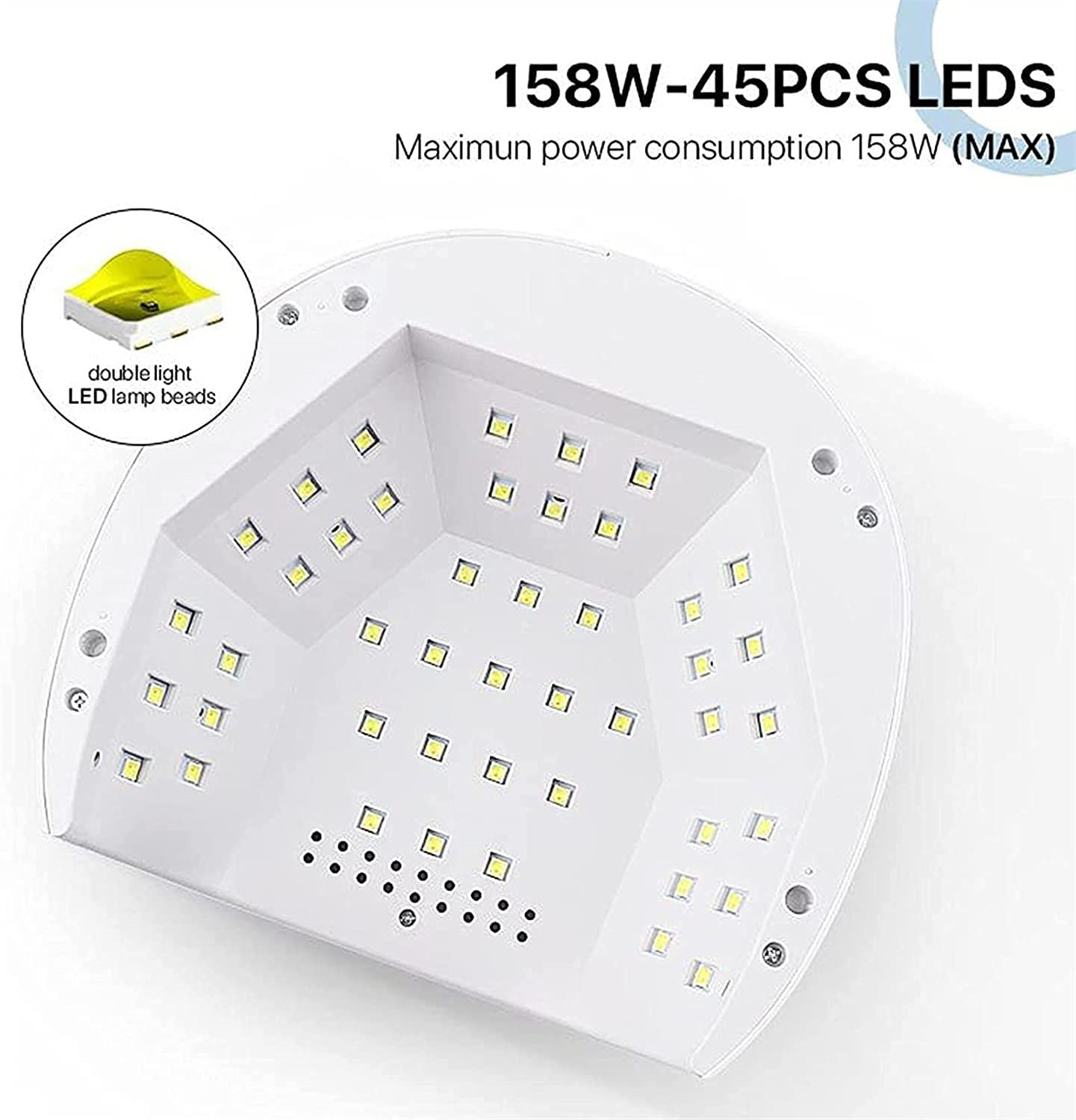 158W UV LED Nail Lamp - Fast Drying Professional Gel Polish Curing Light with 4 Timer Settings & Auto Sensor, 45 LED Beads for Salon & Home Manicure | Perfect for Gel Nails, Acrylics & DIY Nail Art