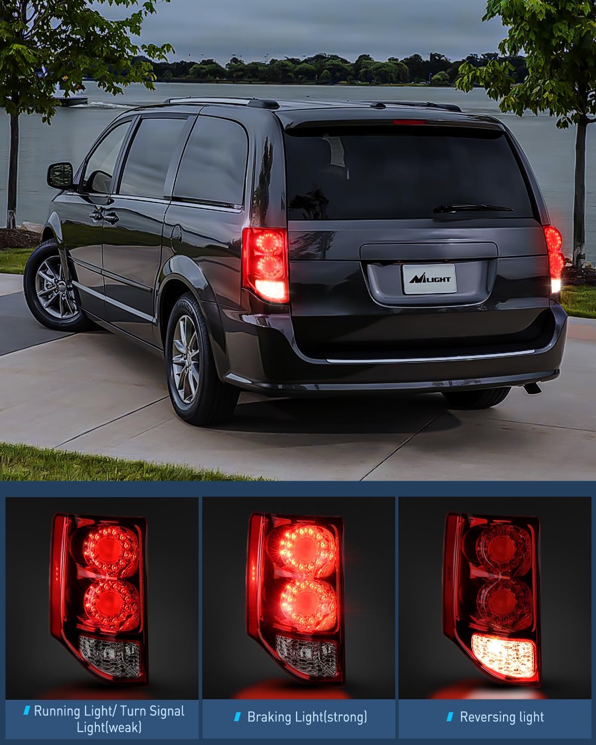 2011-2020 Dodge Grand Caravan Tail Light Assembly - Driver Side Rear Lamp Replacement (OE Style) - Perfect for Night Driving & Vehicle Safety Upgrades