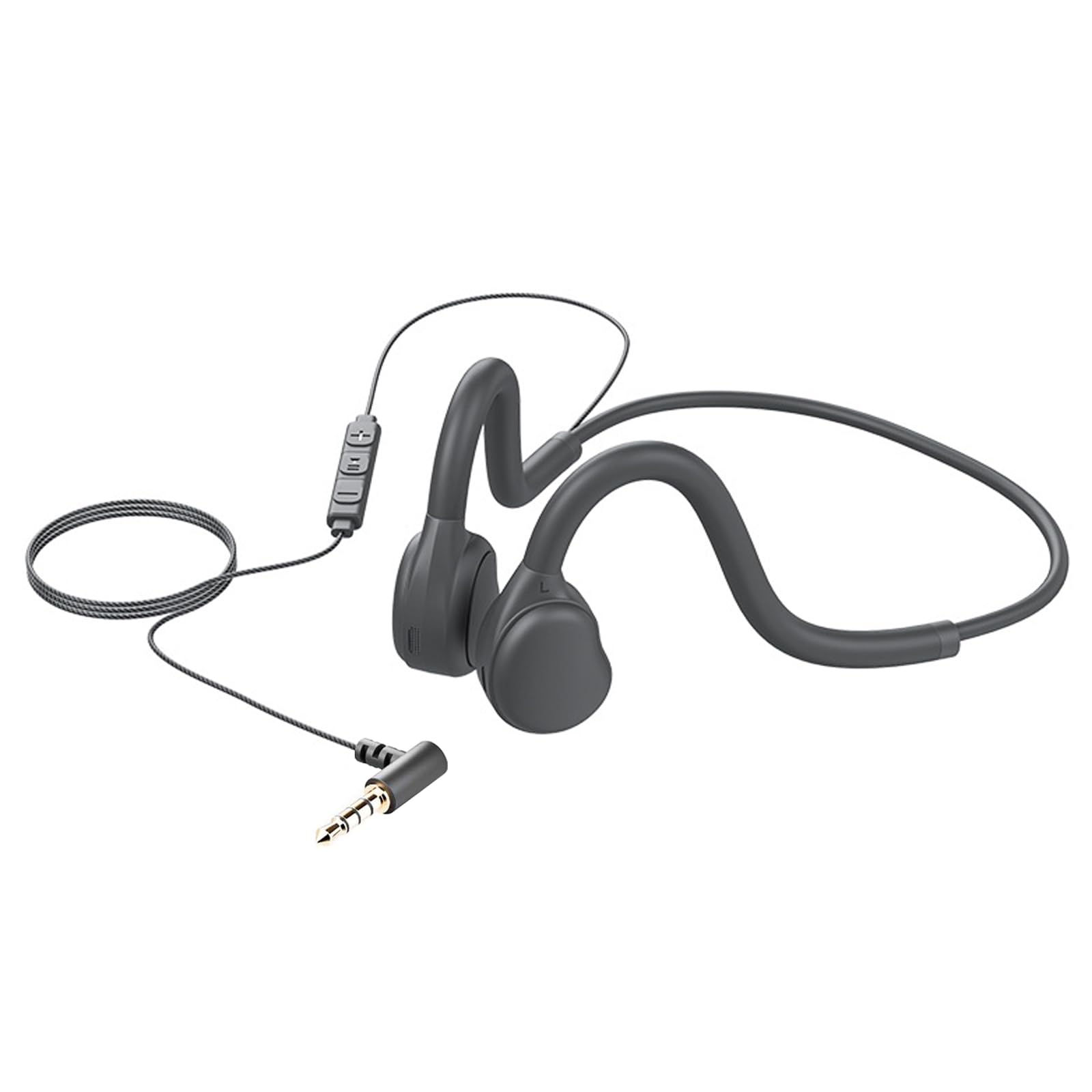 Open Ear Sport Headphones - Wired Neckband Running Headphones with Mic | 3.5mm & Type C Connector | In-Line Volume Control | Stereo Sound for Office, Cycling, Jogging, Gym Workout | Perfect for Outdoor Activities & Fitness Enthusiasts