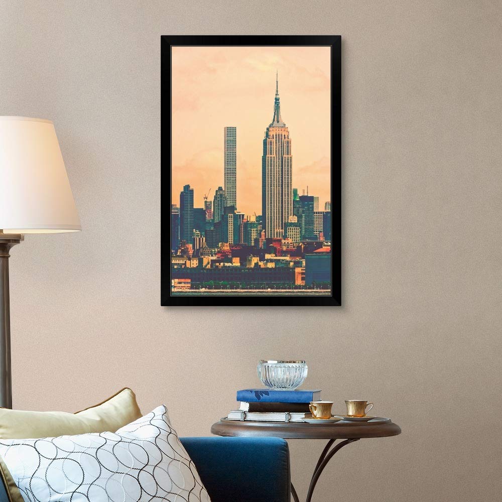 Empire State Building & 432 Park Ave Black Framed Art Print - New York City Skyline Wall Decor for Home & Office