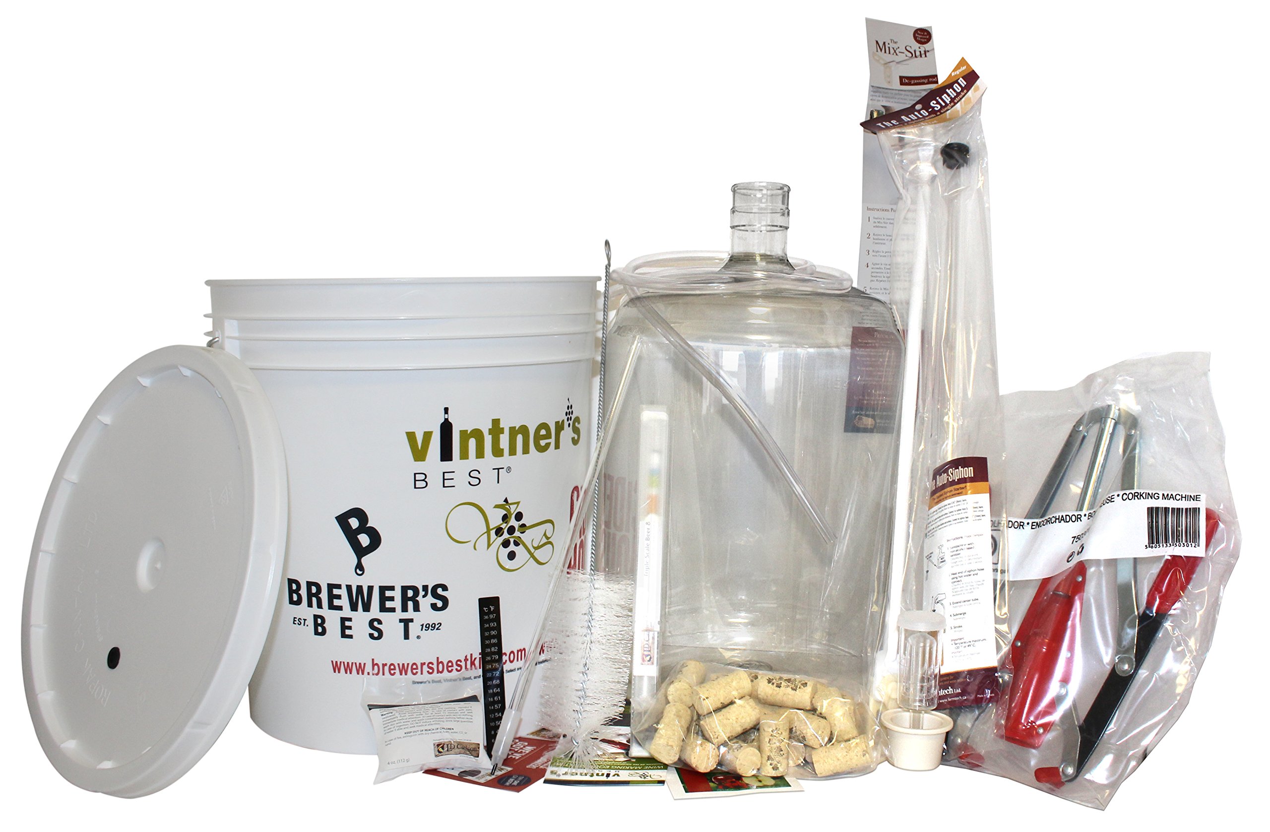Midwest Homebrewing and Winemaking Starter Kit with Better Bottle & Double Lever Corker - Complete Equipment Set for Beginners - Perfect for Craft Beer, Wine Making at Home