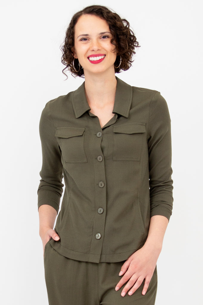 Lauren Jacket Women's Lightweight Linen Bamboo Blend Khaki Coat - Perfect for Spring & Summer Outdoor Activities