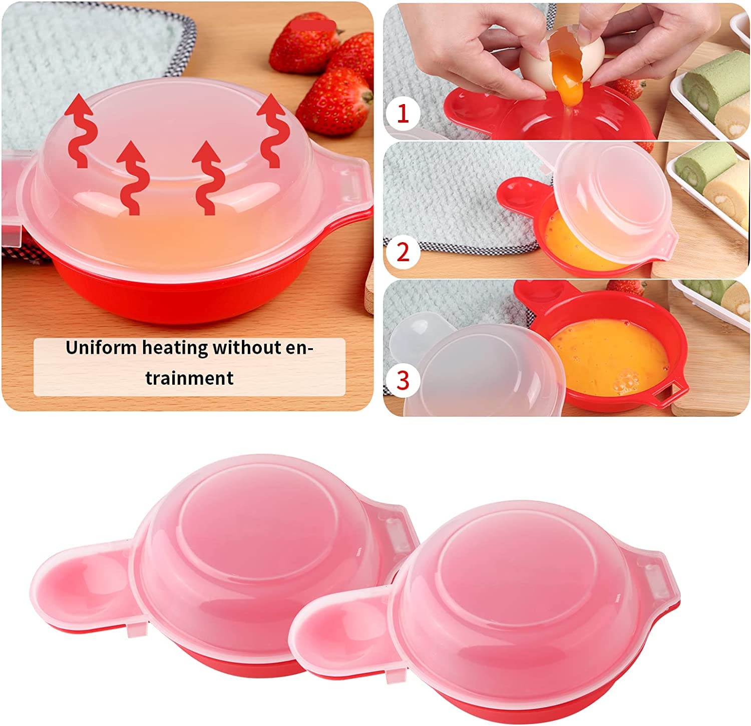 2-Pack Microwave Egg Cooker - Fast 1-Minute Egg Maker for Omelets, Poached & Scrambled Eggs - Perfect Kitchen Tool for Breakfast, Meal Prep & Quick Snacks