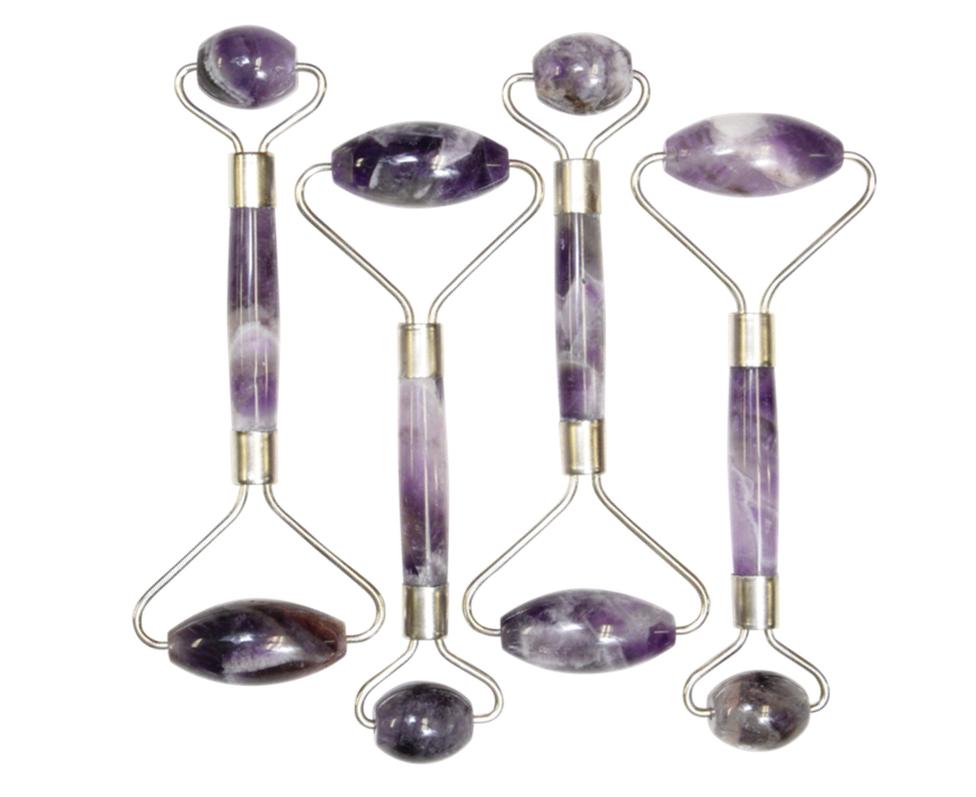 Amethyst Facial Roller - Double Sided Jade Massage Tool for Glowing Skin | Anti-Aging, De-Puffing & Relaxation | Perfect for Morning Routine & Nighttime Skincare