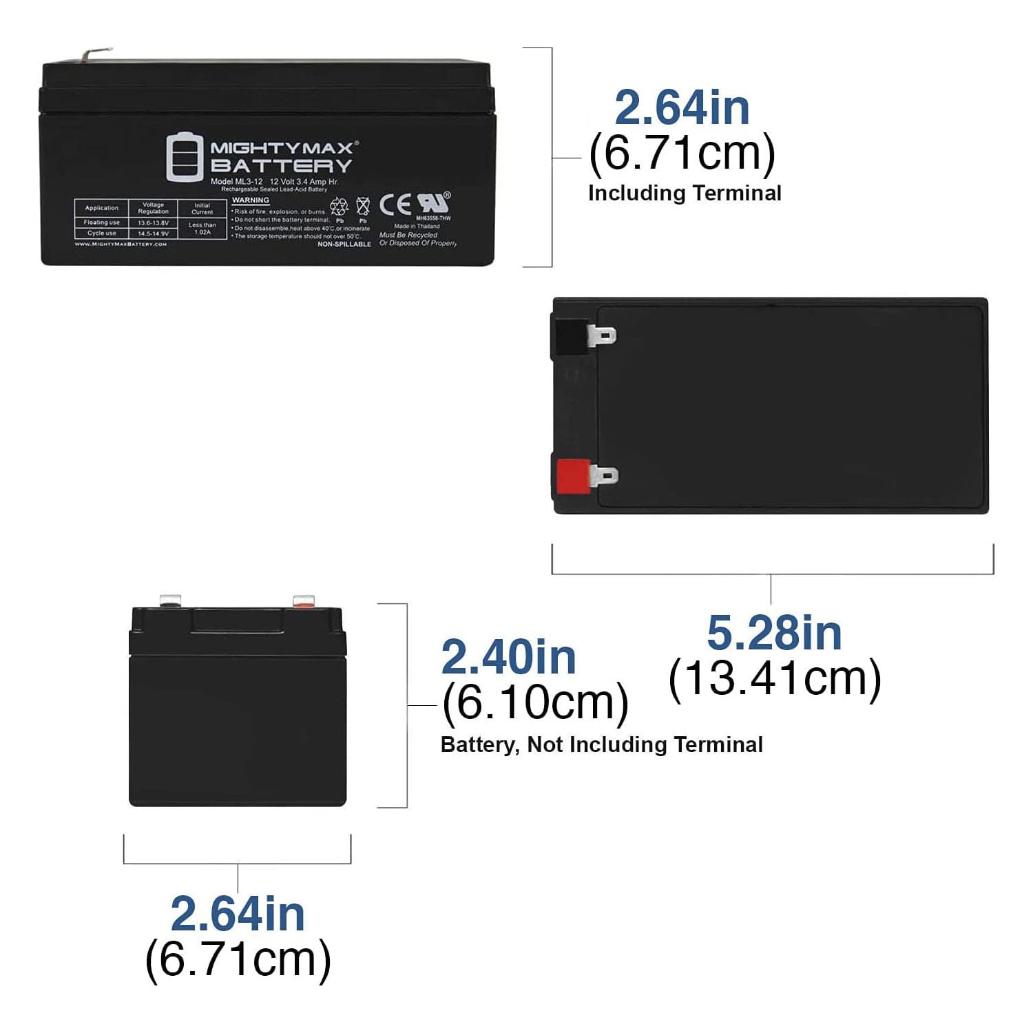 Mighty Max 12V 3AH SLA Replacement Battery for RD 5667-6 Pack - Long Lasting Power for Security Systems, Emergency Lights & Medical Equipment