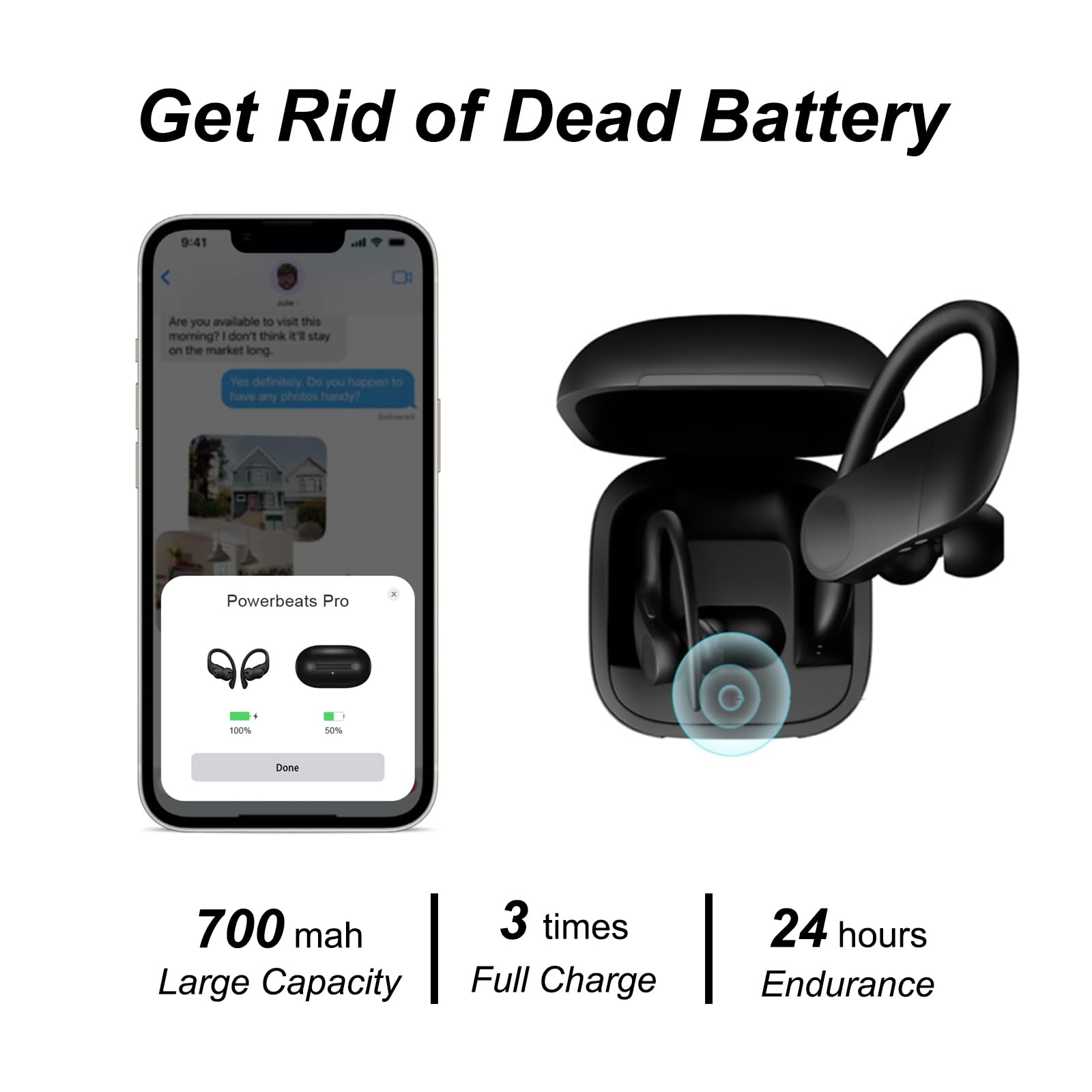 Powerbeats Pro Wireless Charging Case - Portable Charger Box for Beats Bluetooth Headset | Perfect for Travel, Workouts & On-the-Go Use