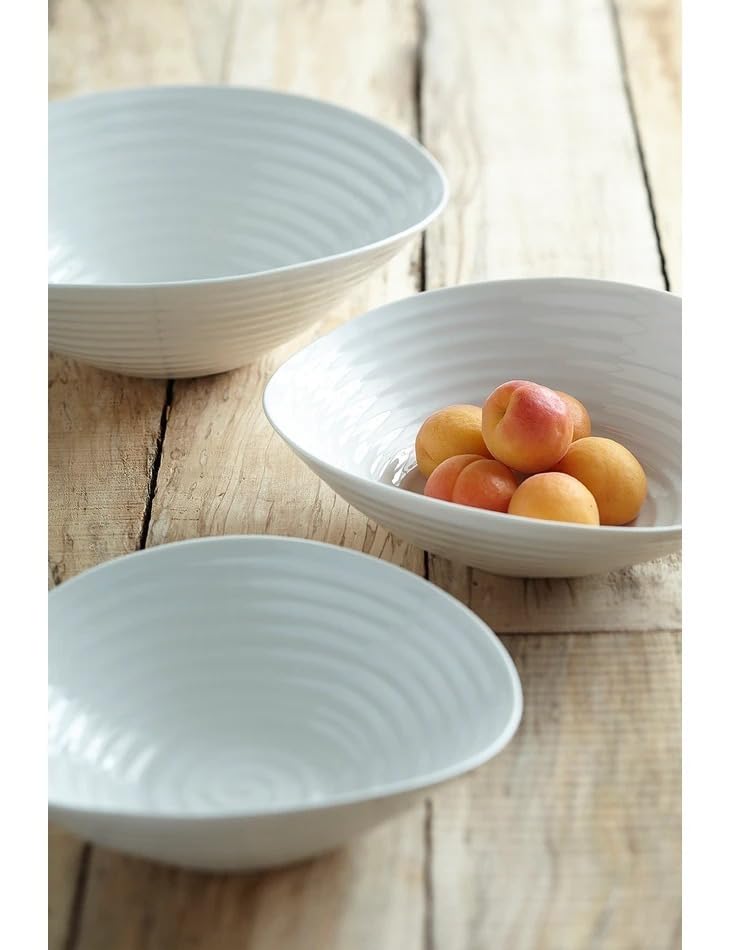 Sophie Conran 3-Piece White Salad Bowl Set - 11 x 33 x 11 cm Porcelain Serving Bowls for Entertaining, Kitchen & Dining Room Decor - Perfect for Salads, Pasta, Fruit & Party Appetizers