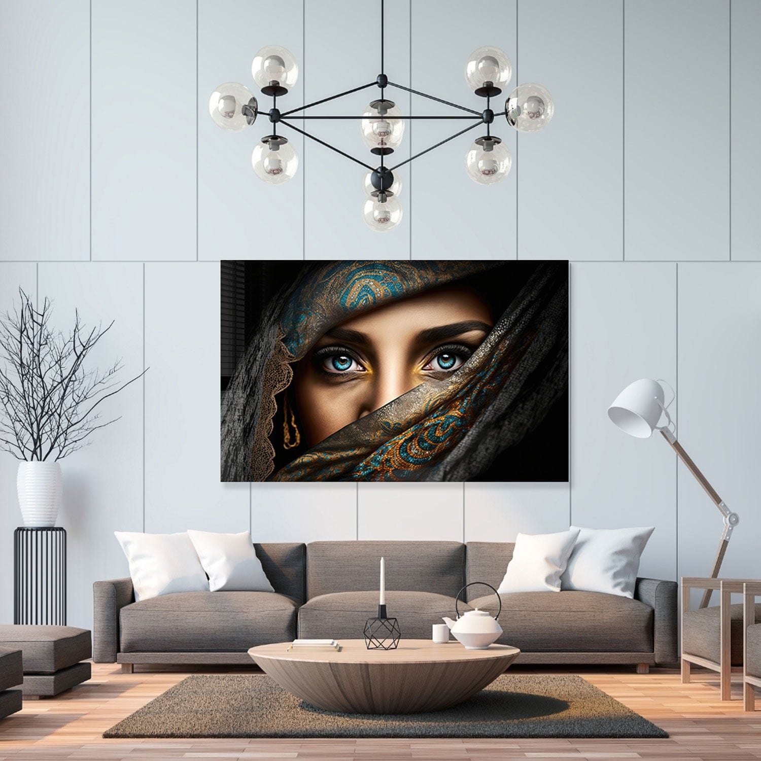Blue Eyes Tempered Glass Wall Art - Elegant Home Decor for Living Room, Bedroom & Office