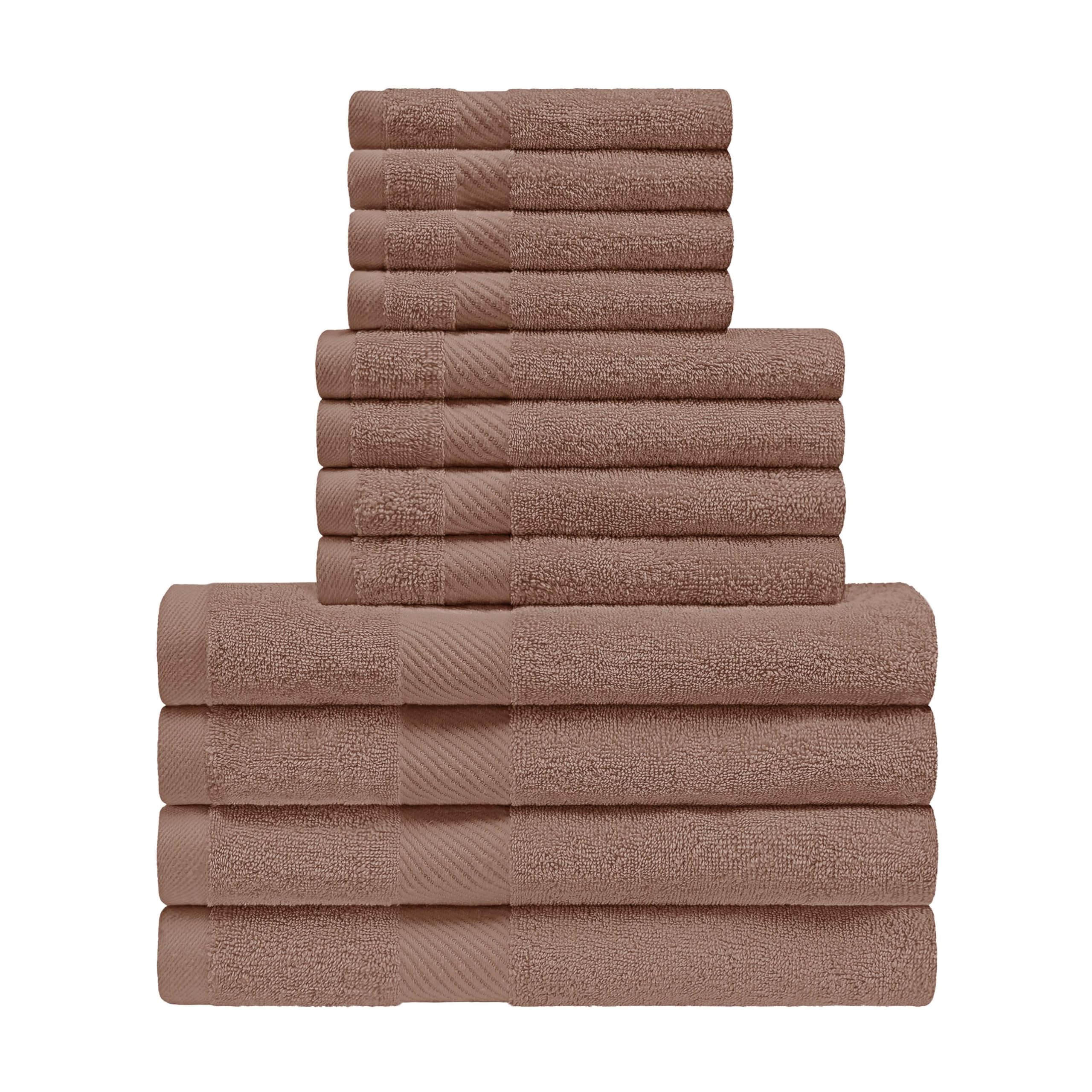 Premium 12-Piece Cotton Bath Towel Set - Ultra Absorbent & Quick Drying - Luxury Hotel Quality Towels (4 Washcloths, 4 Hand, 4 Bath) - Capri Breeze Collection in Sand - Perfect for Spa, Bathroom & Guest Use