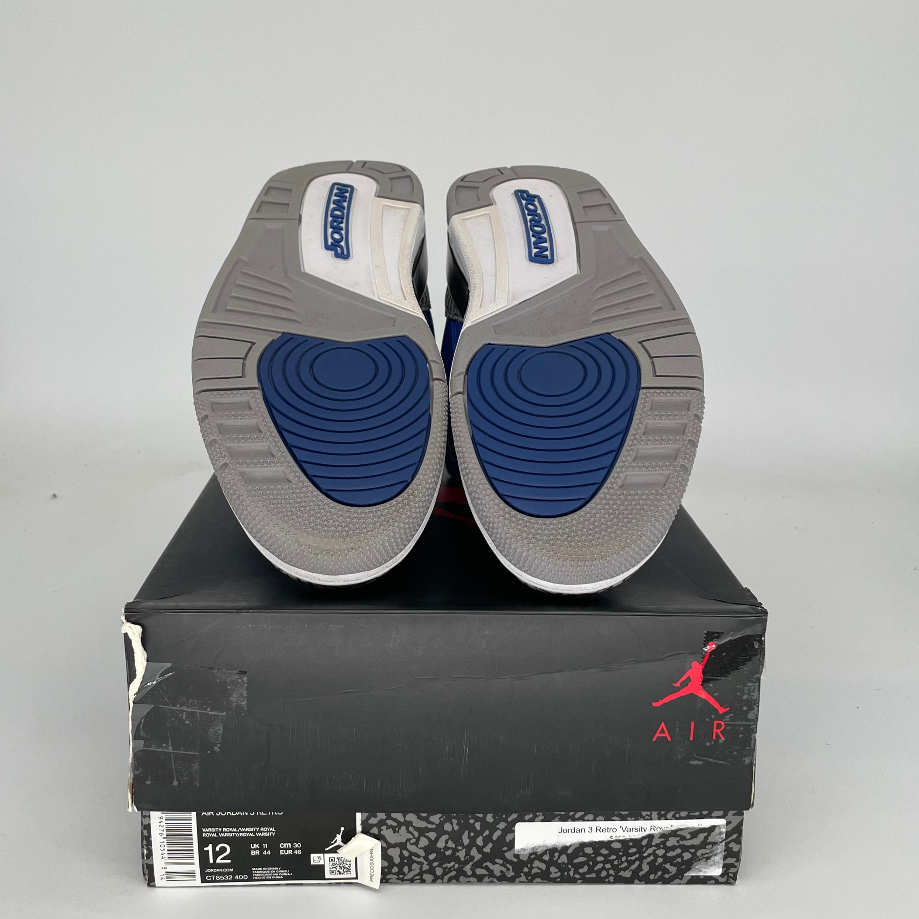 AIR JORDAN 3 VARSITY ROYAL CEMENT Men's Basketball Shoes - Size 12 (CT8532-400) | Retro Sneakers for Casual Wear & Street Style