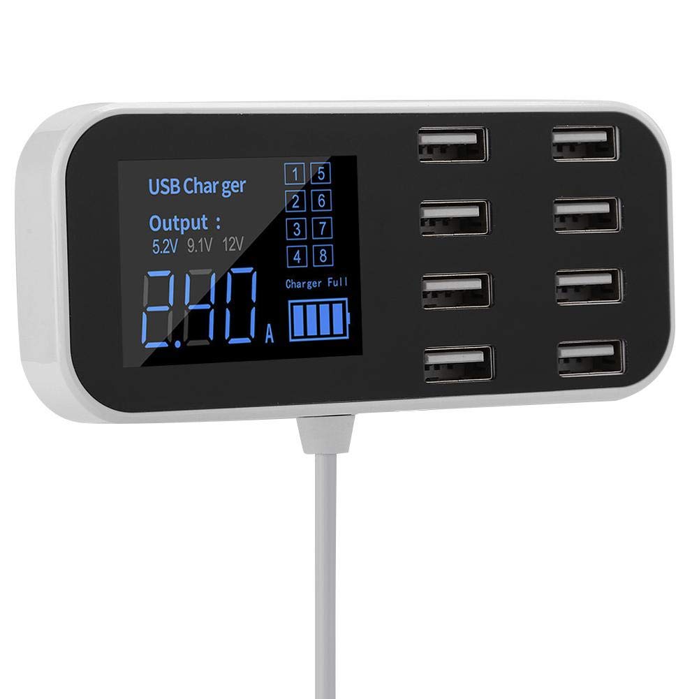 8-Port USB Car Phone Charger with LCD Display - Fast Charging Adapter for Smartphones, Tablets & More - Ultra Thin & Portable Cigarette Lighter Charger for Road Trips, Commuting & Travel Accessories