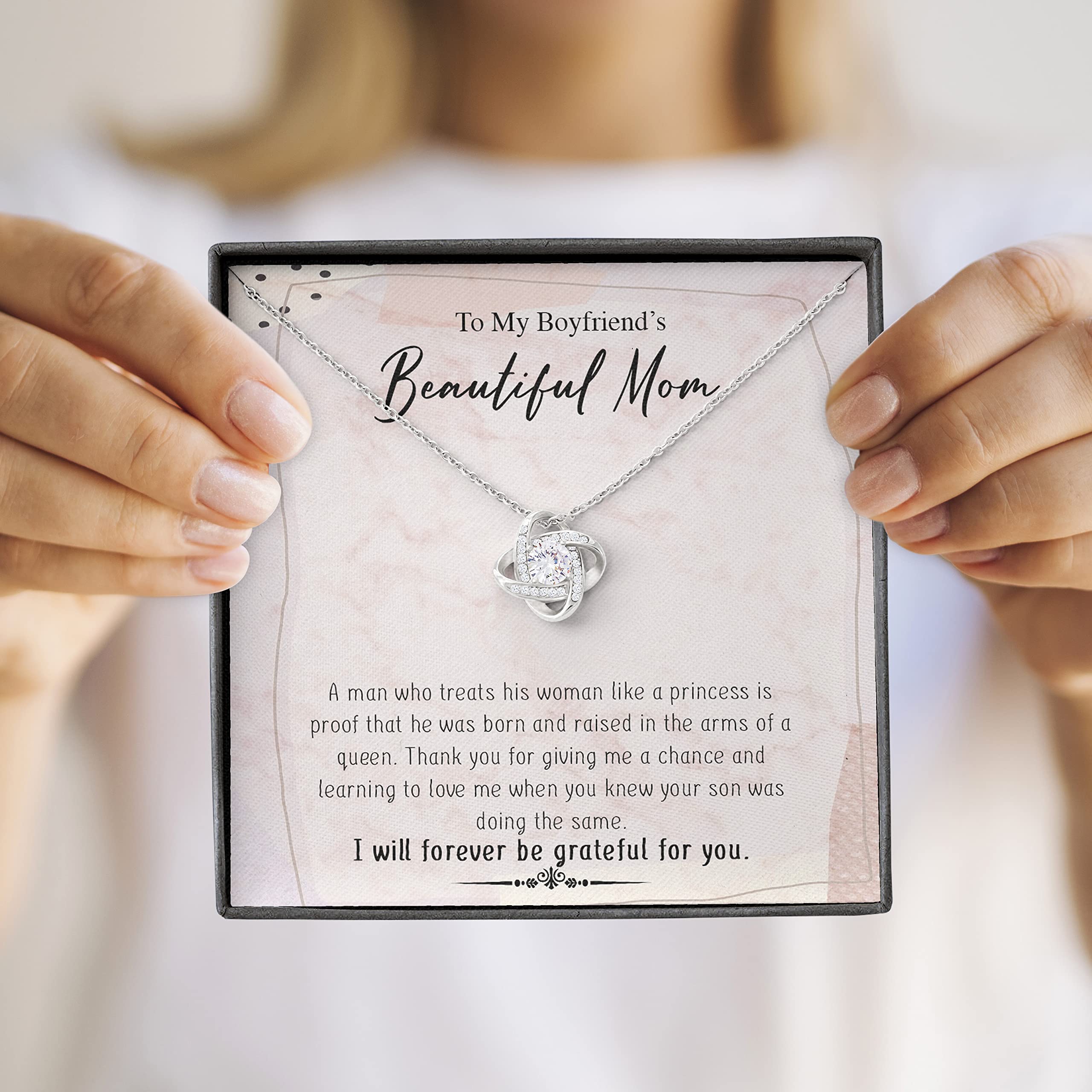 To My Boyfriend's Mom Necklace - Sterling Silver Jewelry Gift for Boyfriend's Mother | Thoughtful Present for Mother's Day, Birthday, Christmas, Thanksgiving & Valentine's Day | Perfect for Special Occasions & Heartfelt Moments