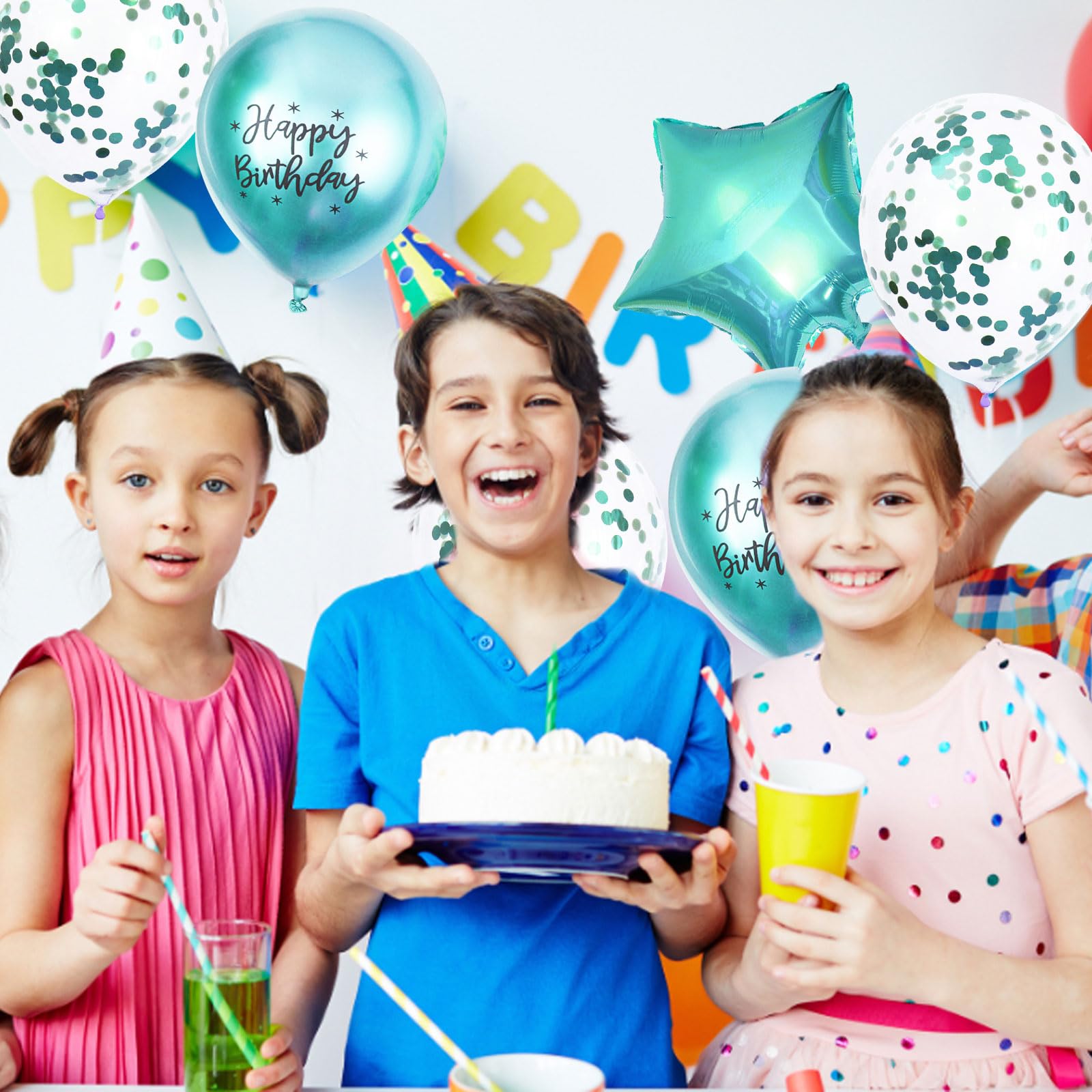 10th Birthday Party Decorations for Girls - Teal Glitter Birthday Sash, Silver '10' Crown, Foil Balloons Set with Number 10 & Stars, Happy Birthday Latex Balloons - Perfect for Princess Themed Parties, Birthday Photos & Milestone Celebrations