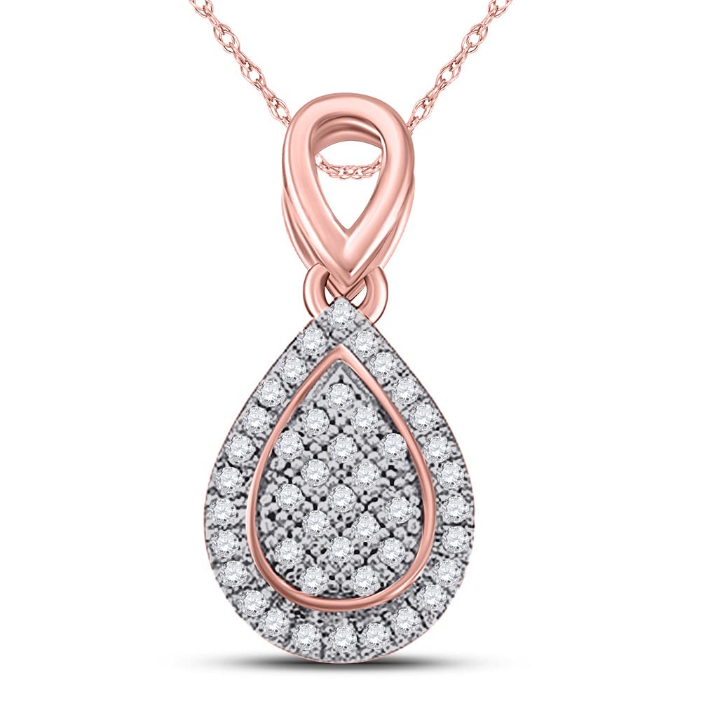 10K Two-Tone Gold Women's Round Diamond Teardrop Pendant Necklace - 1/8 CTTW Diamond Jewelry Gift for Her, Perfect for Anniversary, Birthday & Valentine's Day