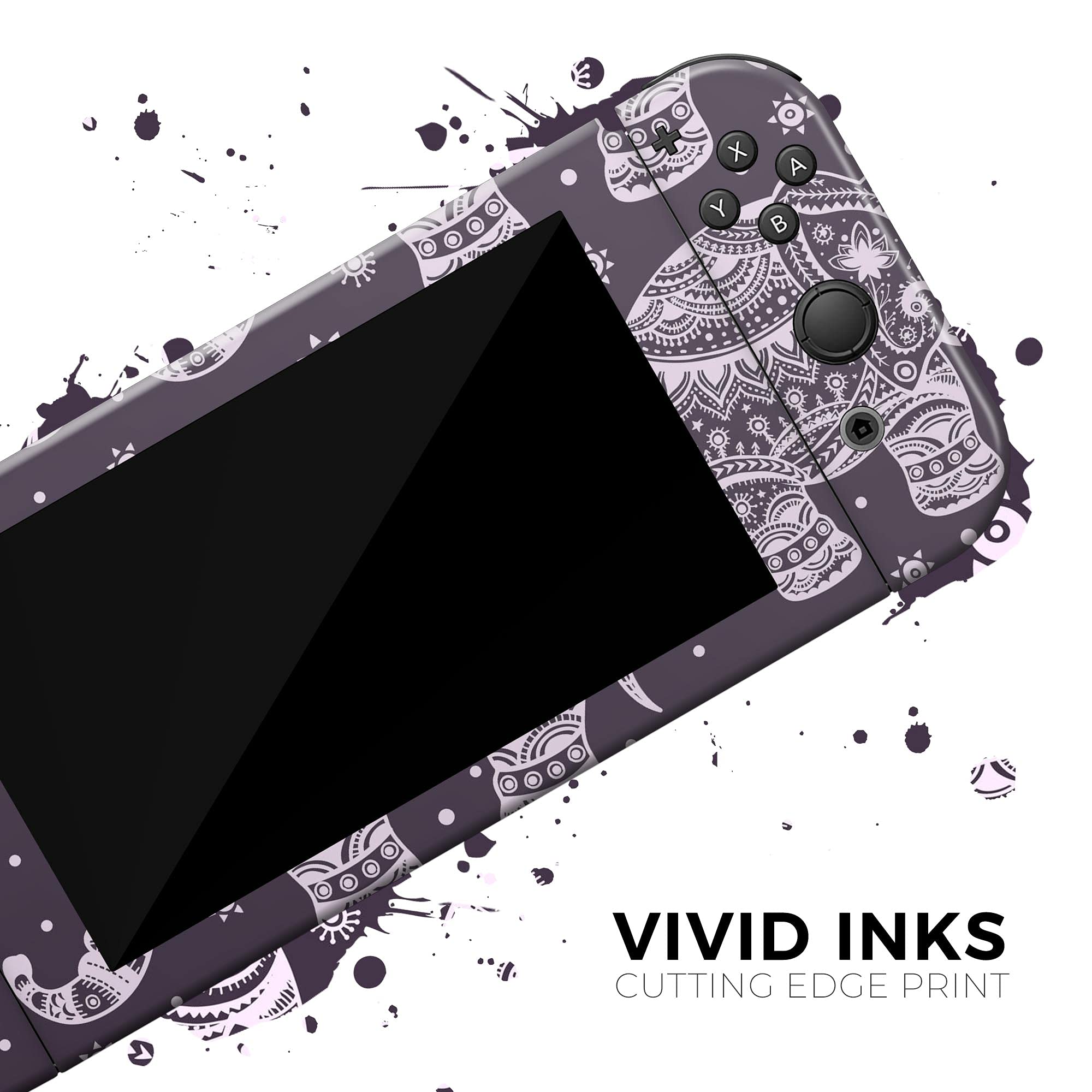 Nintendo Switch Skin Decal Cover - Purple Sacred Elephant Design - Scratch-Resistant Removable Vinyl Wrap for Switch Console & Joy-Con - Perfect for Gaming Protection and Personalization