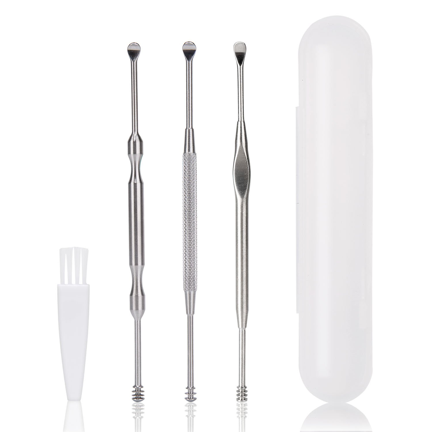 3 Pcs Ear Wax Removal Kit - Geengle Ear Cleaning Tool Set with Curette, Brush & Storage Box - Safe & Gentle Earwax Remover for Adults & Kids - Perfect for Home, Travel & Personal Hygiene Care