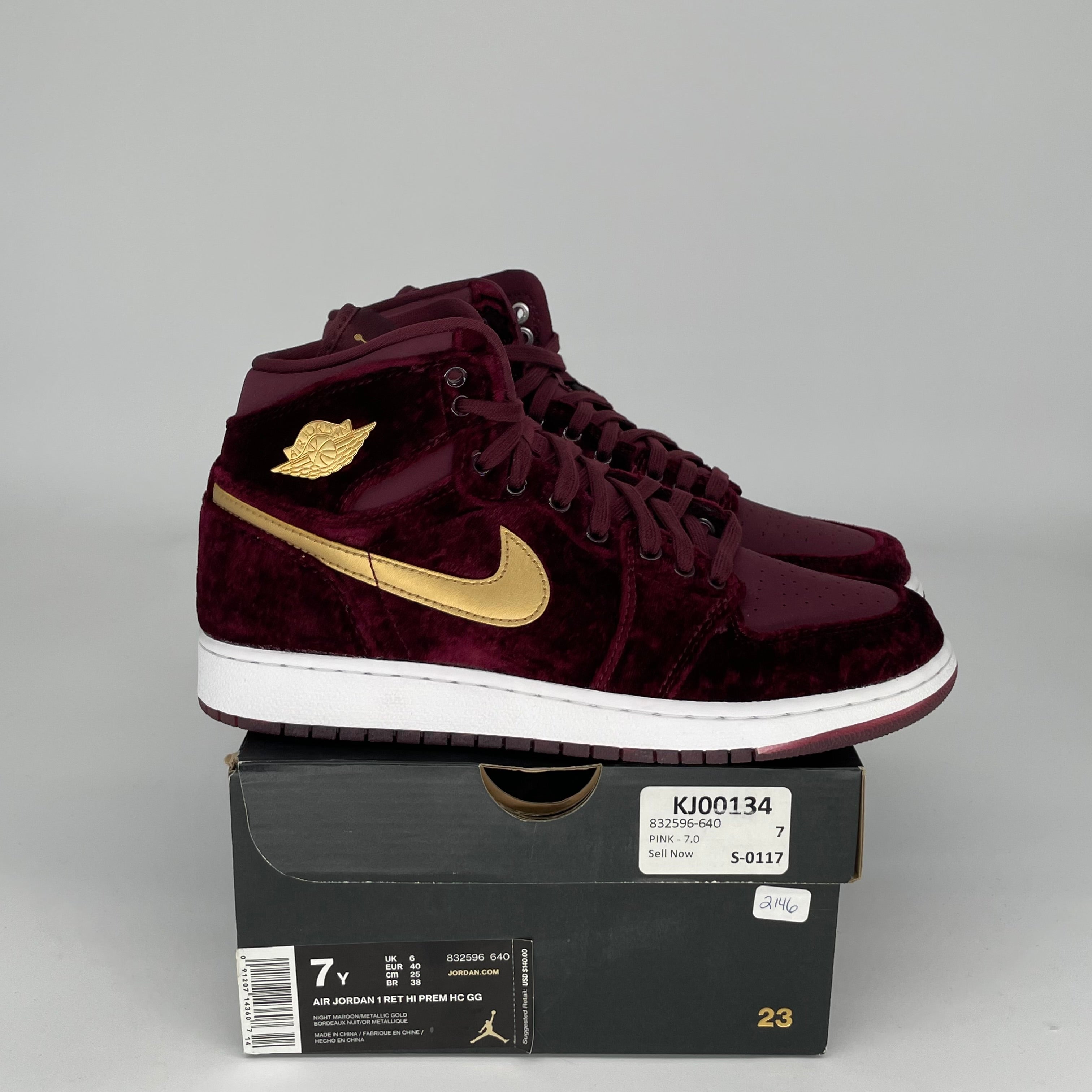 AIR JORDAN 1 Heiress Night Maroon Sneakers - Size 7Y (832596-640) - Women's Basketball Shoes for Casual Wear & Street Fashion