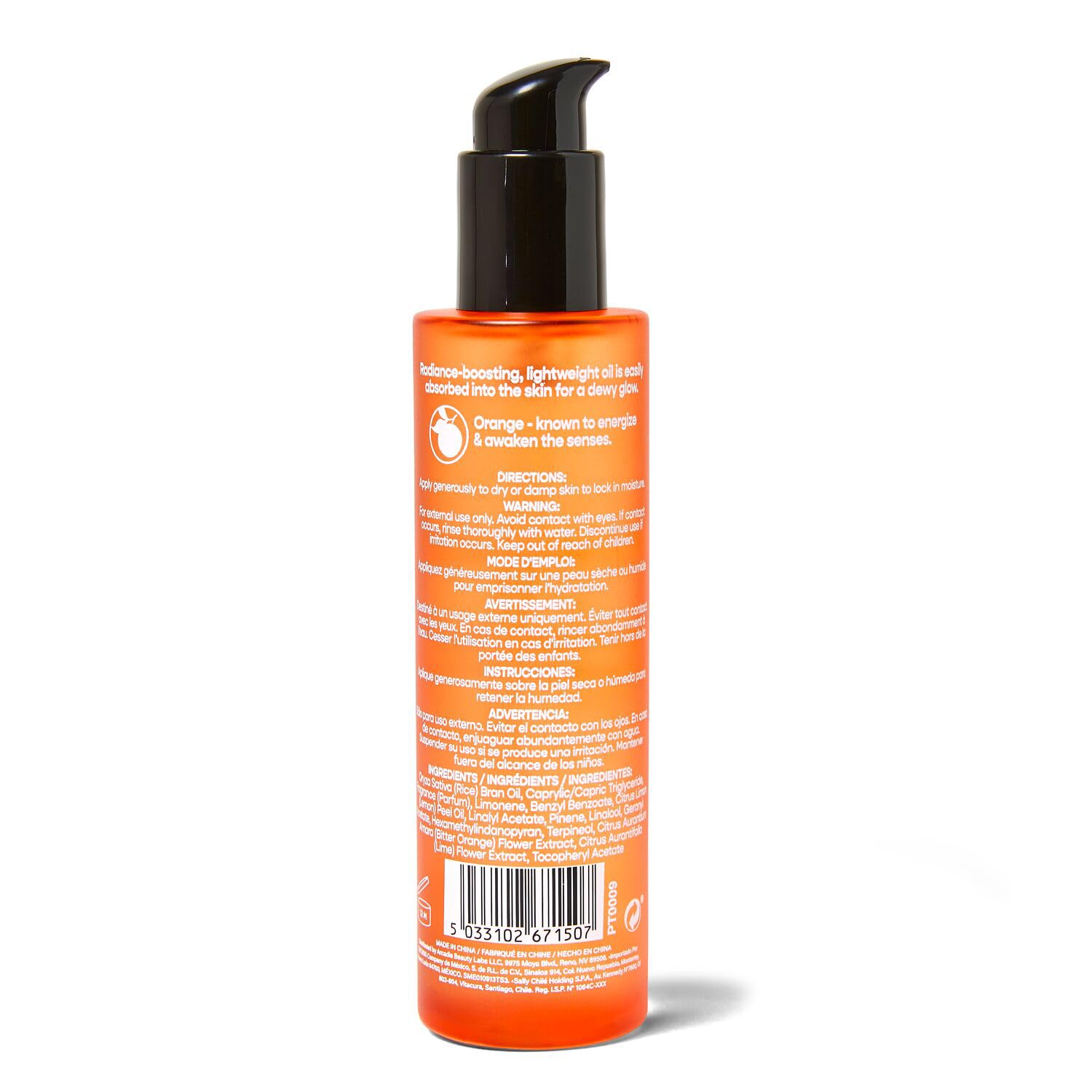 Energizing Dry Body Oil with Orange Oil - 5 Fl Oz | Cruelty Free, Vegan, Moisturizing & Fast Absorbing | Perfect for Post-Workout, Massage & Daily Hydration