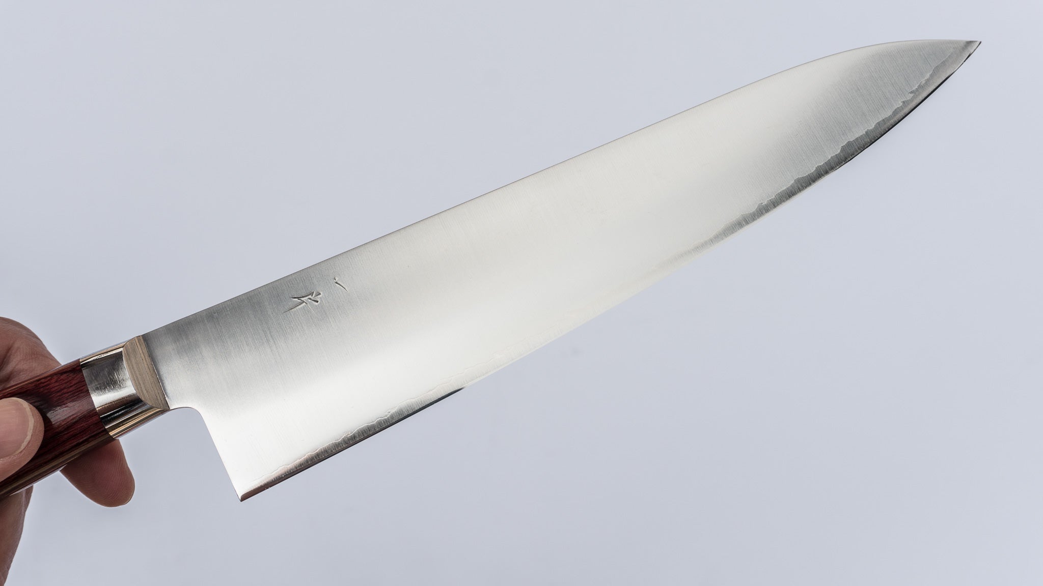 Hitohira TP Gyuto 210mm Japanese Chef Knife with Wine Pakka Handle - Premium Kitchen Knife for Slicing, Dicing & Meat Cutting - Perfect for Home Cooks & Professional Chefs