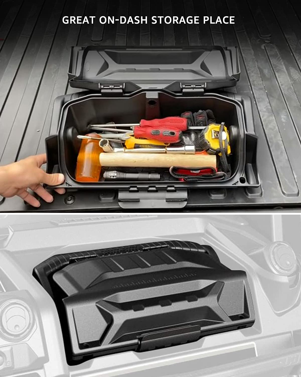 A & UTV PRO Defender Dash Storage Box - Removable Upper Dashboard Storage Bin for 2016-2021 Can Am Defender HD5 HD8 HD10 MAX Accessories (Replaces OEM# 715004344) - Perfect for Off-Roading, Hunting & Outdoor Adventures