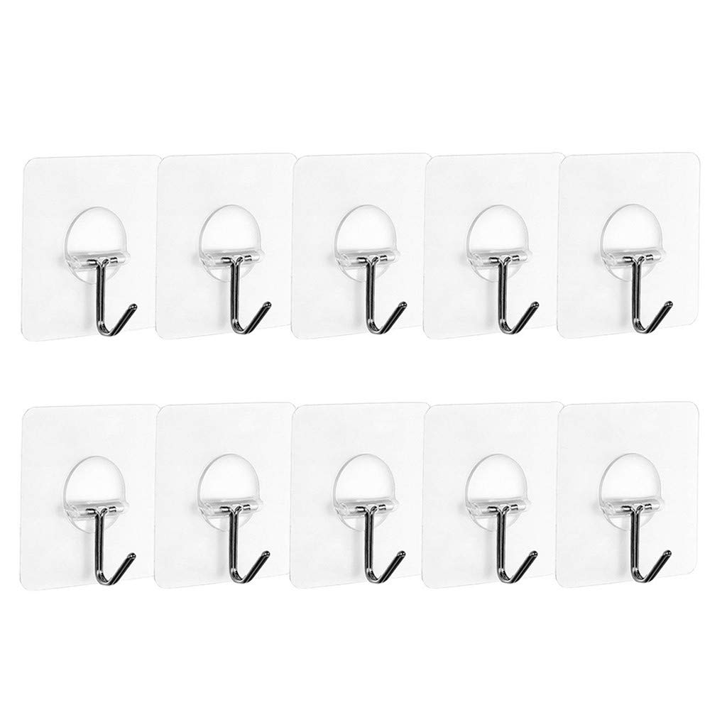 Pomobie Transparent Suction Cup Hooks - Strong Wall Hangers for Kitchen, Bathroom, Dining & Bar - Clear Wire Hooks for Hanging Towels, Utensils & Decor (White, One Size)