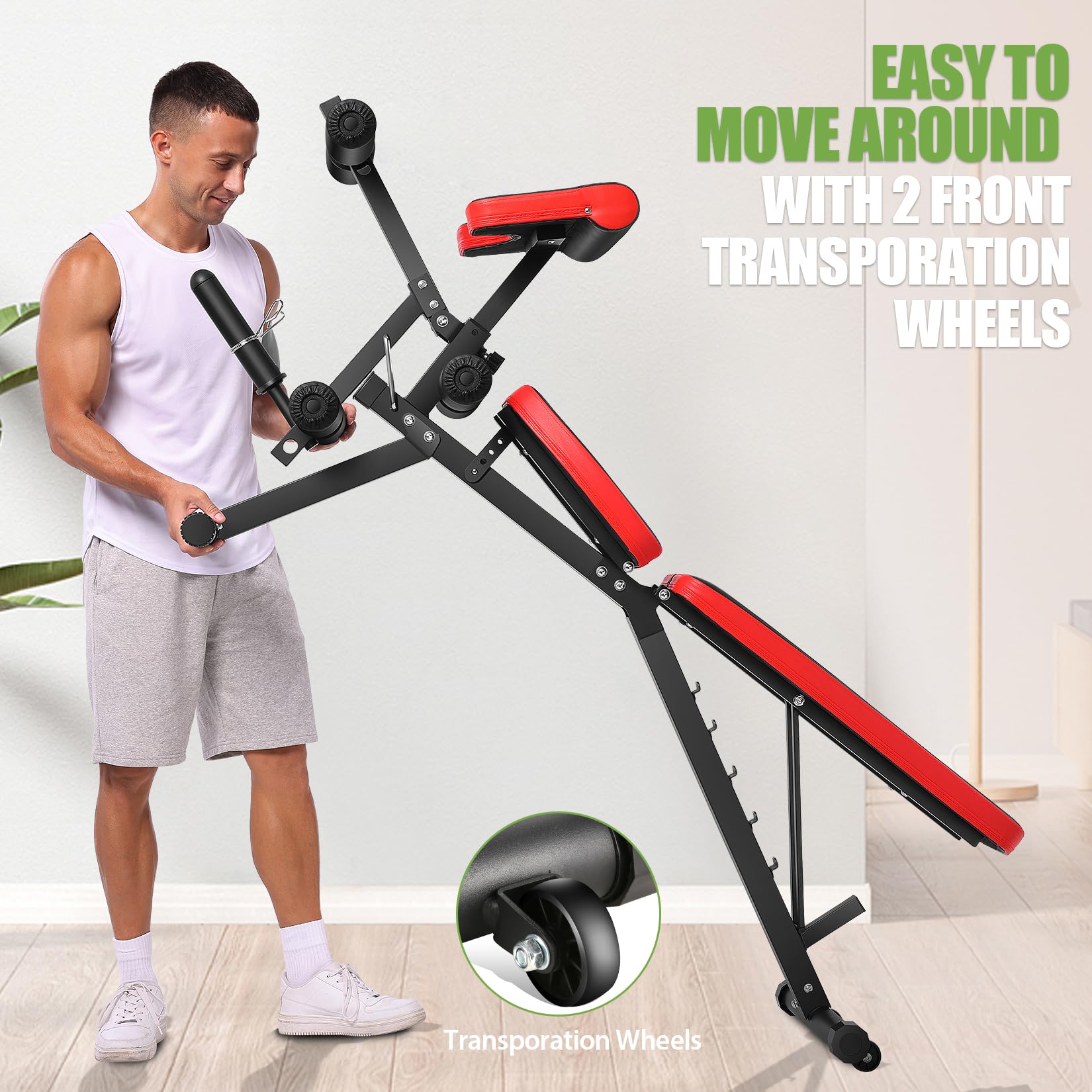 **OPPSDECOR Adjustable Weight Bench with Leg Extension & Curl, 800LBS Capacity Flat/Incline/Decline Workout Bench for Home Gym - Perfect for Strength Training, Bench Press & Full-Body Exercises**