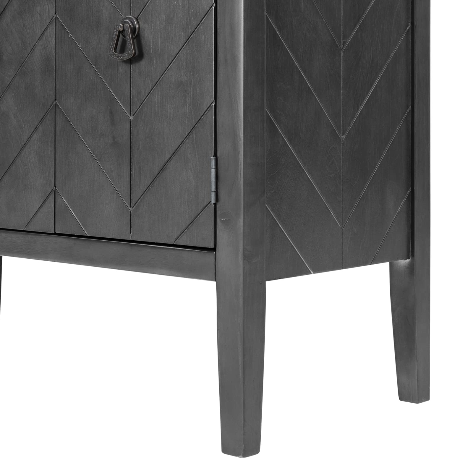 Antique Gray Wooden Accent Storage Cabinet with Adjustable Shelf - U-Shaped Modern Sideboard for Entryway, Living Room & Bedroom - Perfect for Home Organization & Stylish Storage Solutions