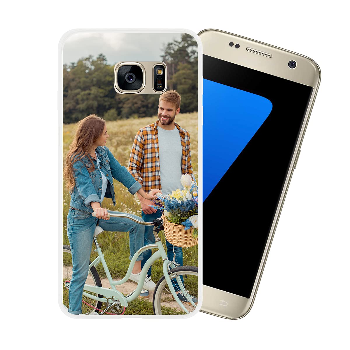 Customized Photo Case for Samsung Galaxy S7 - Personalized Picture Shockproof Silicone Cover | Soft Candy Clear Protective Phone Case | Perfect Christmas Birthday Thanksgiving Gift | Great for Travel, Work & Everyday Use