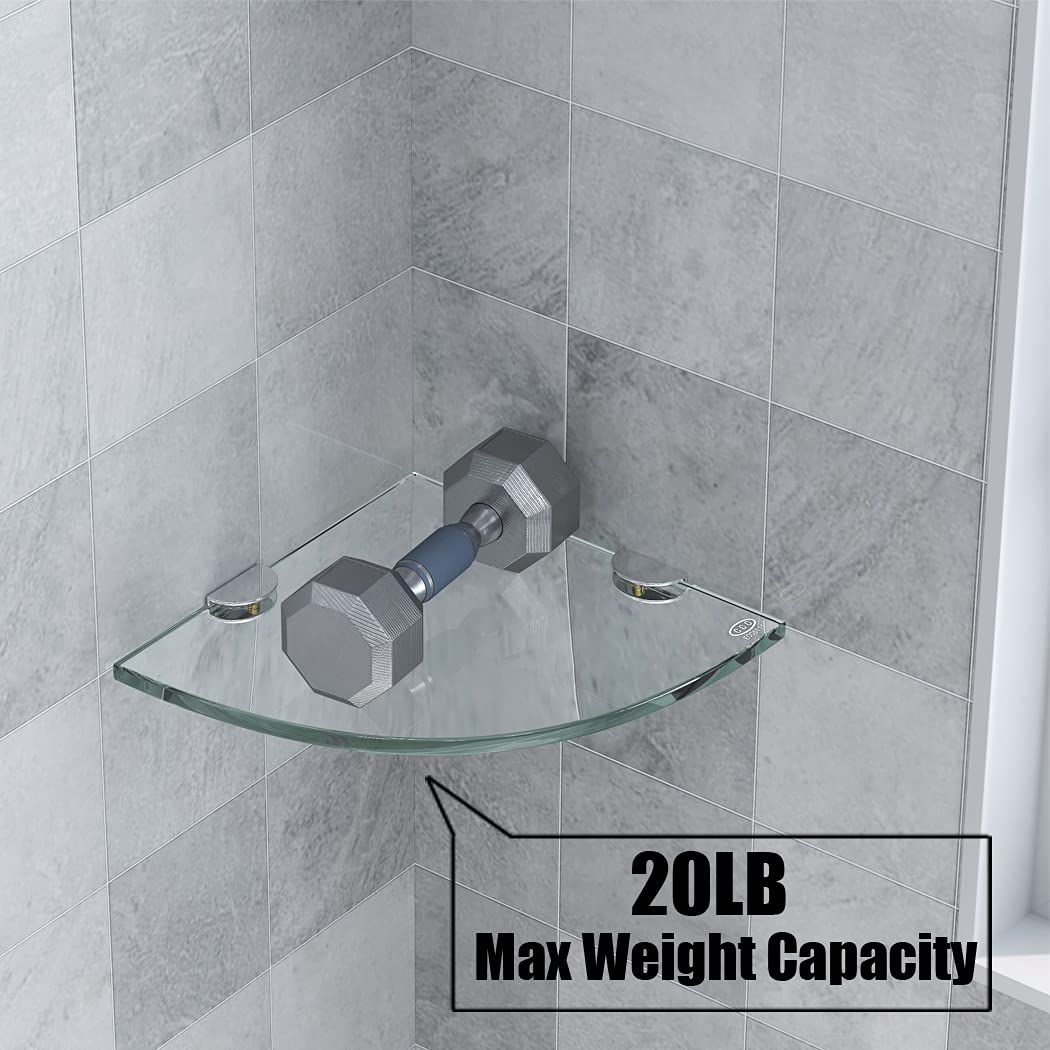 2-Pack No Drill Wall Mount Glass Shower Caddy & Corner Shelf Organizer - Bathroom Storage for Shampoo, Soap & Toiletries | Perfect for Small Showers, Apartment Bathrooms & RV Use