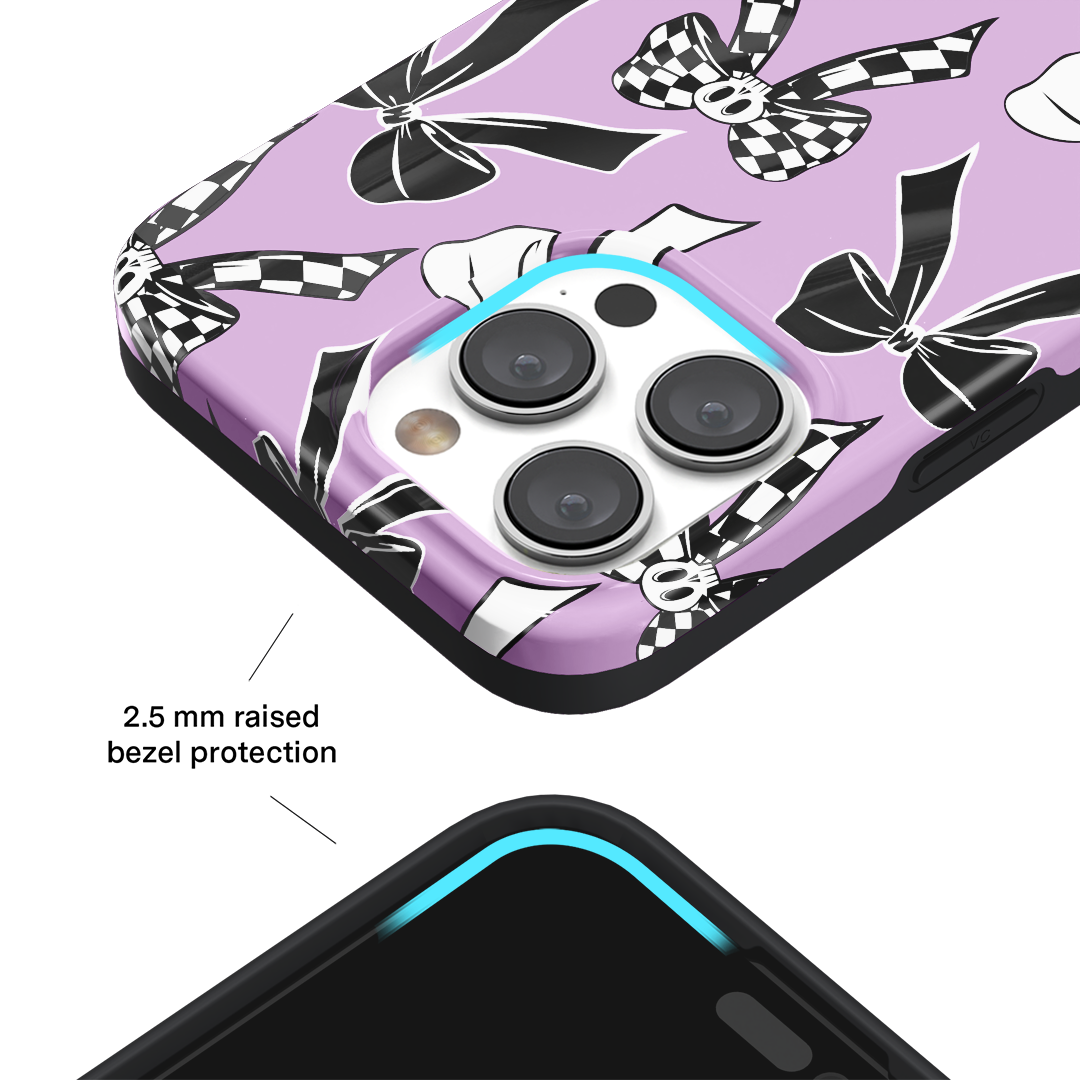 Beetlejuice Bows Design iPhone Case - Stylish & Protective Phone Cover for iPhone 13/14/15 Pro Max - Perfect for Halloween, Cosplay & Movie Fans