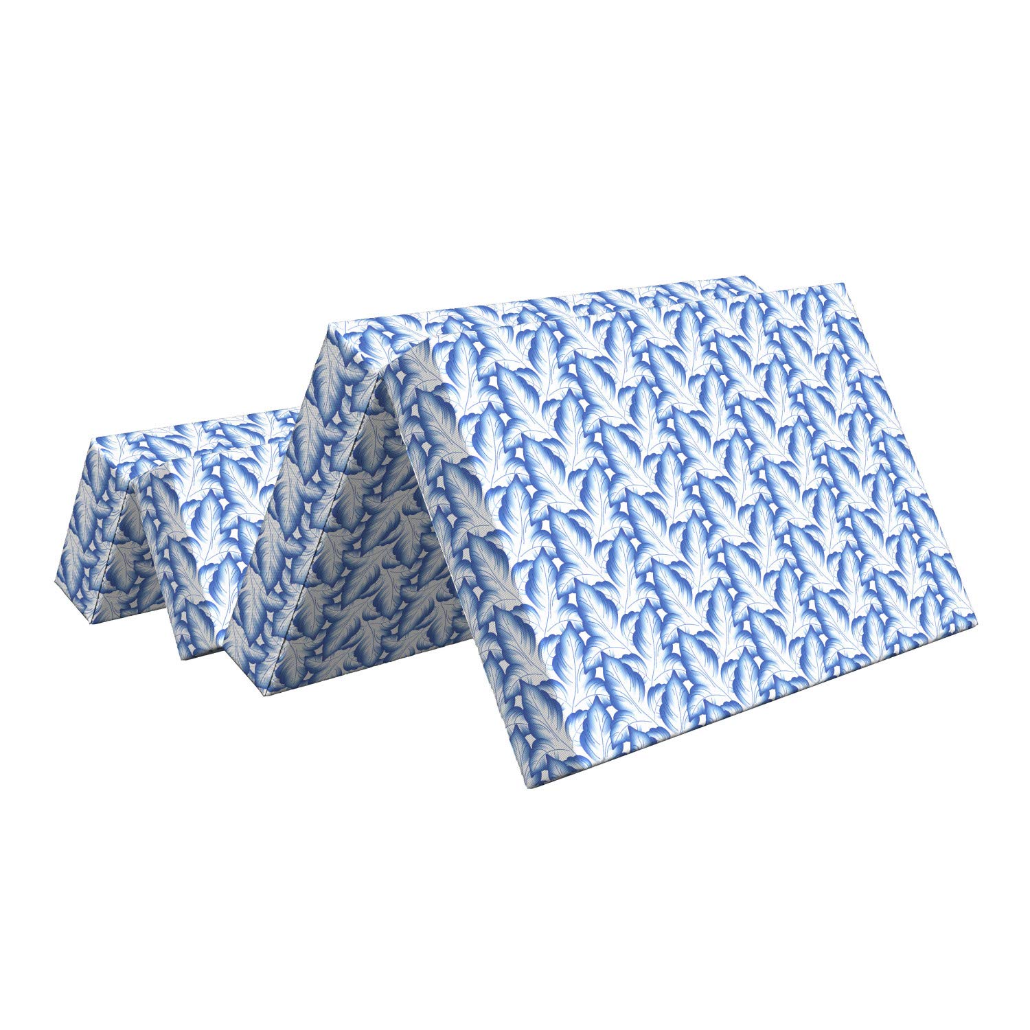 Ambesonne Leafy Foldable Mattress - Blue Floral Leaves Design, 74.8