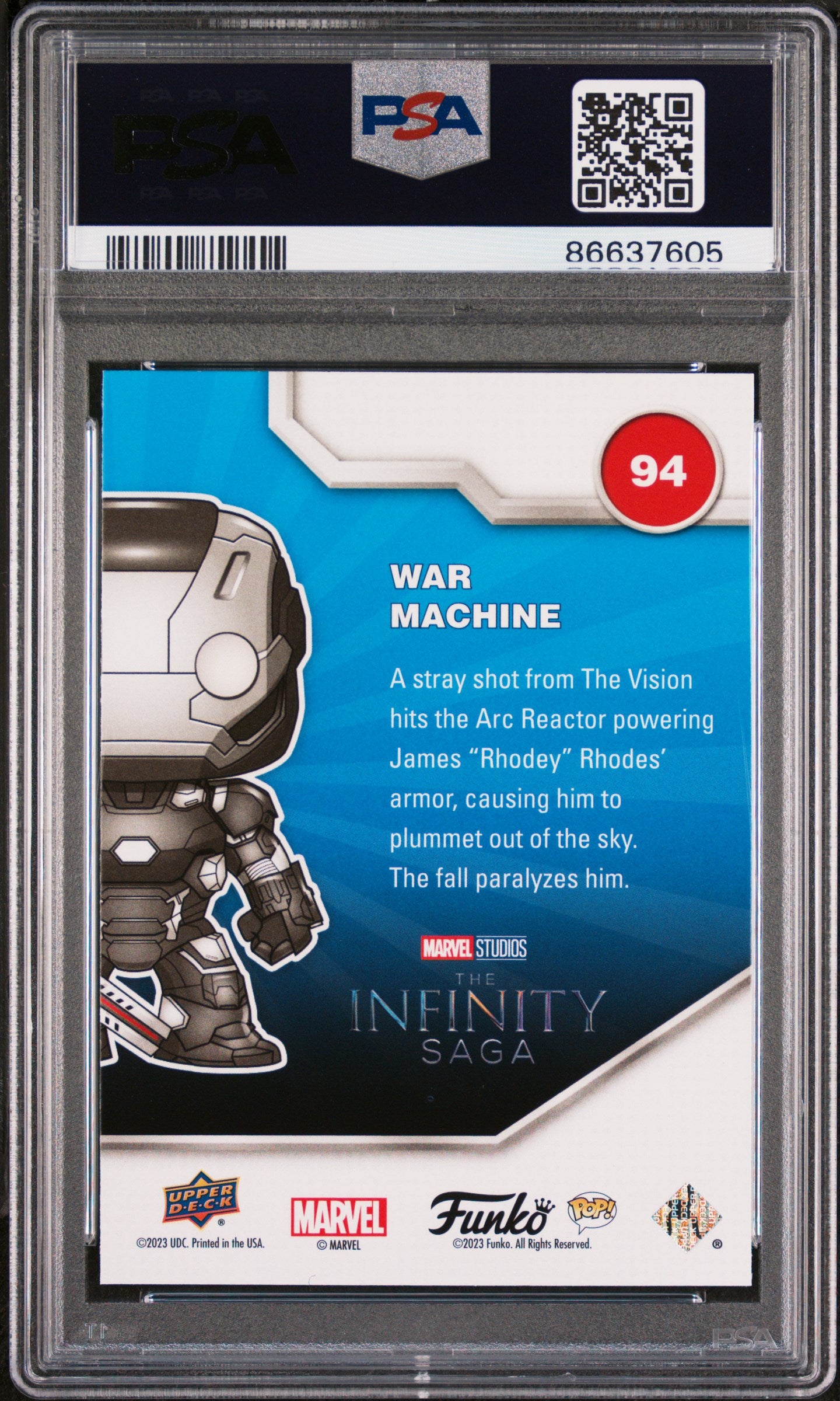 2023 Upper Deck Funko Pop Marvel War Machine #94 PSA 10 Graded Collectible - Perfect for Marvel Fans, Display & Investment