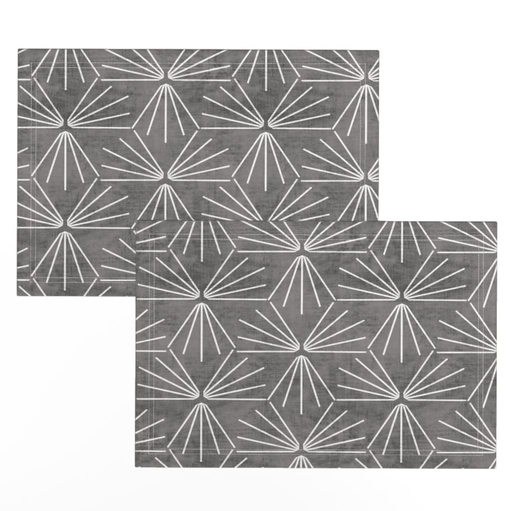 Linen Cotton Canvas Placemats Set of 2 - Modern Geometric Gray Minimalist Table Mats for Dining, Kitchen Decor & Home Styling | Spoonflower Washable Fabric Place Settings