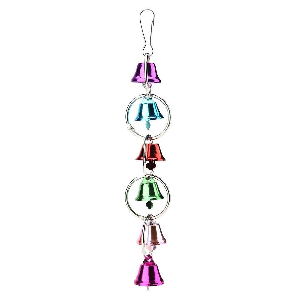 Colorful Hanging Bell Chew Toy for Parrots, Macaws & Pet Birds - Interactive Bird Toy with Bells & Strings - Durable Chewing & Play Activity for African Greys, Cockatoos, Amazons (Great for Cage Enrichment & Mental Stimulation)