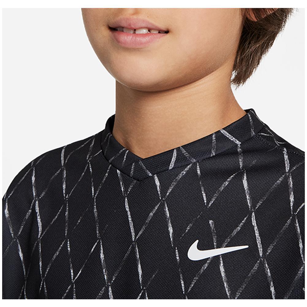 Boys' Dri-FIT Victory Printed Tennis Shirt - Moisture-Wicking Performance Top for Junior Tennis & Sports Training