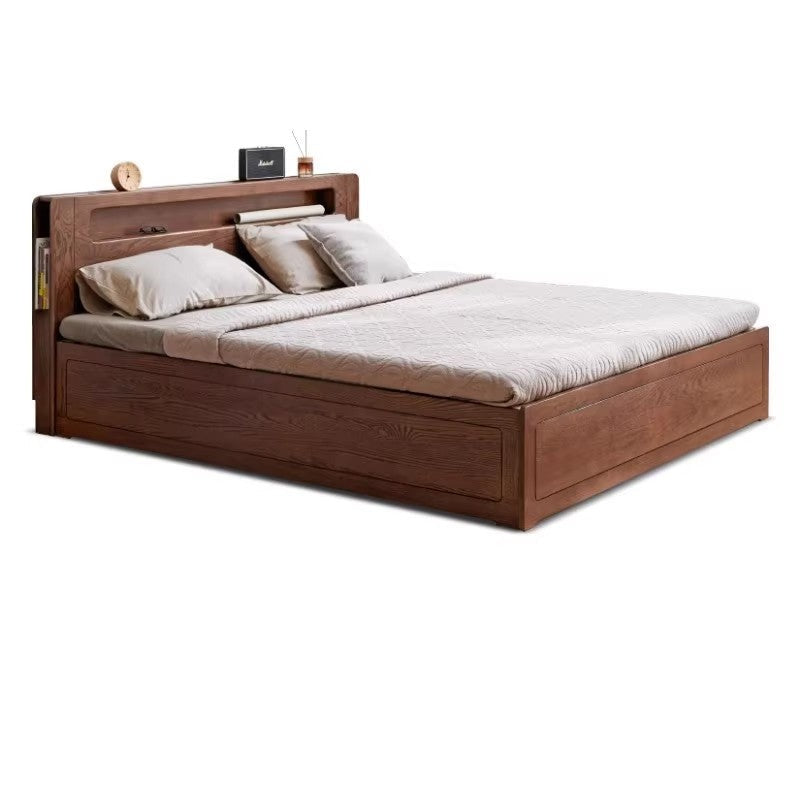 Solid Oak Wood Glow in The Dark Storage Box for Bedroom - Under Bed Organizer with Luminous Lid for Nighttime Visibility & Easy Access