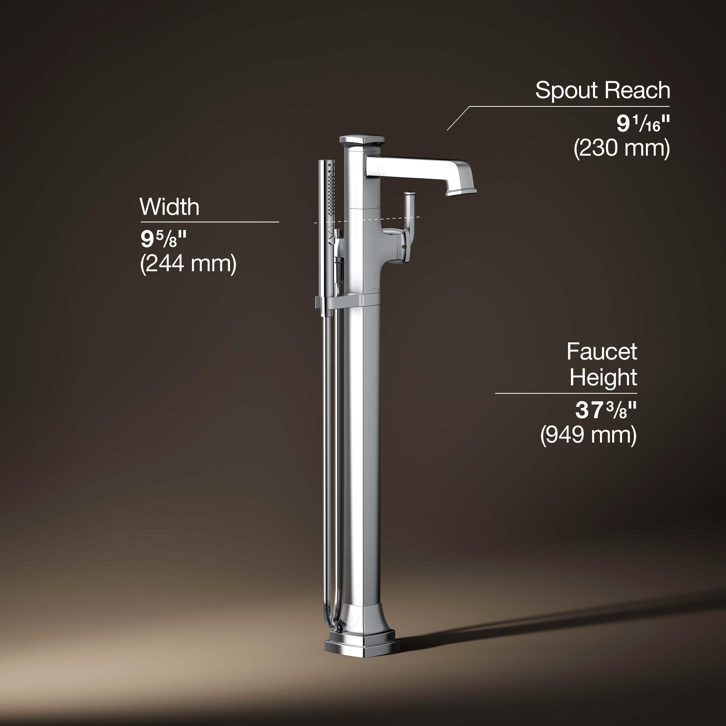 KOHLER RIFF® Freestanding Bathroom Faucet Trim - Modern Matte Black Bathroom Sink Faucet for Spa, Luxury Home & Hotel Renovation