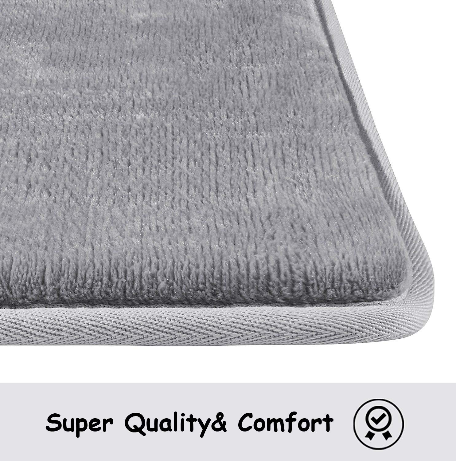 Premium Grey Memory Foam Bath Mat - Ultra Soft Absorbent Non-Slip Bathroom Rug (17