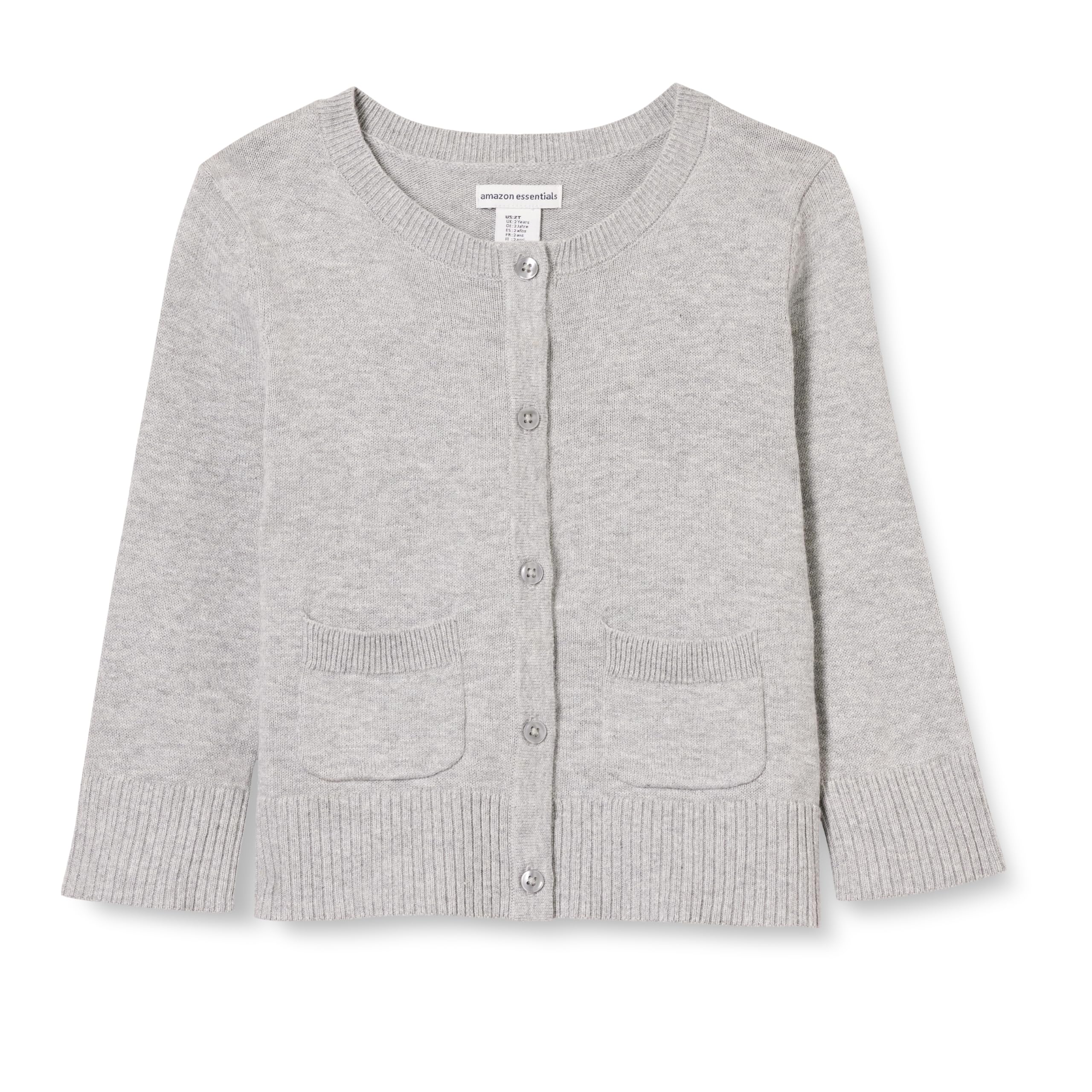 Amazon Essentials Girls & Toddlers Uniform Slim Fit Cardigan Sweater - Soft Knit School Wear for Classrooms & Playdates