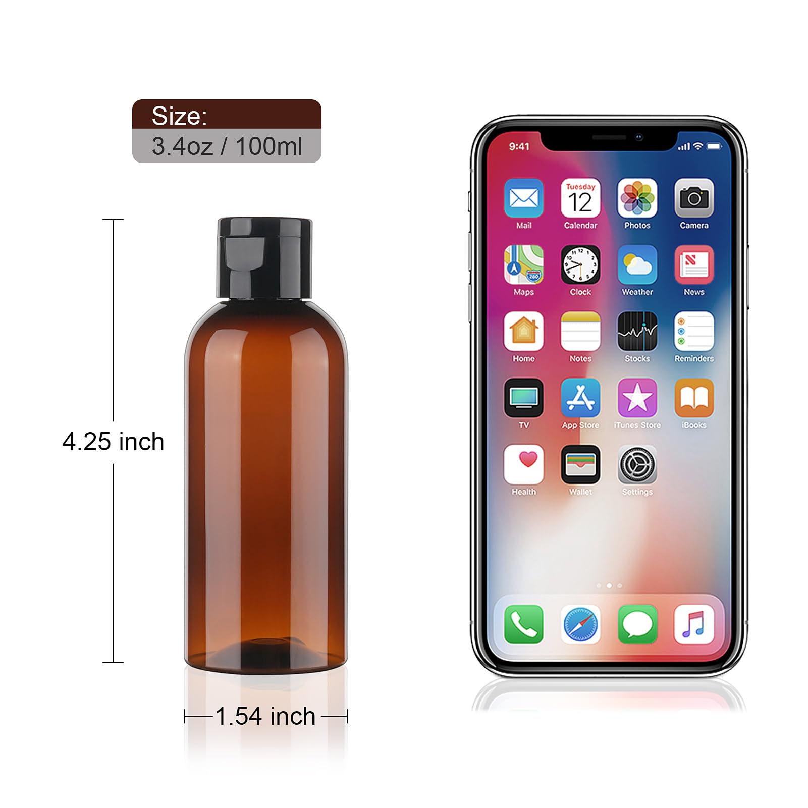 5-Pack 3.4 oz TSA Approved Leak Proof Travel Bottles with Flip Top Caps - Squeezable Plastic Containers for Shampoo, Lotion & Toiletries - Perfect for Air Travel, Gym & Vacation Essentials